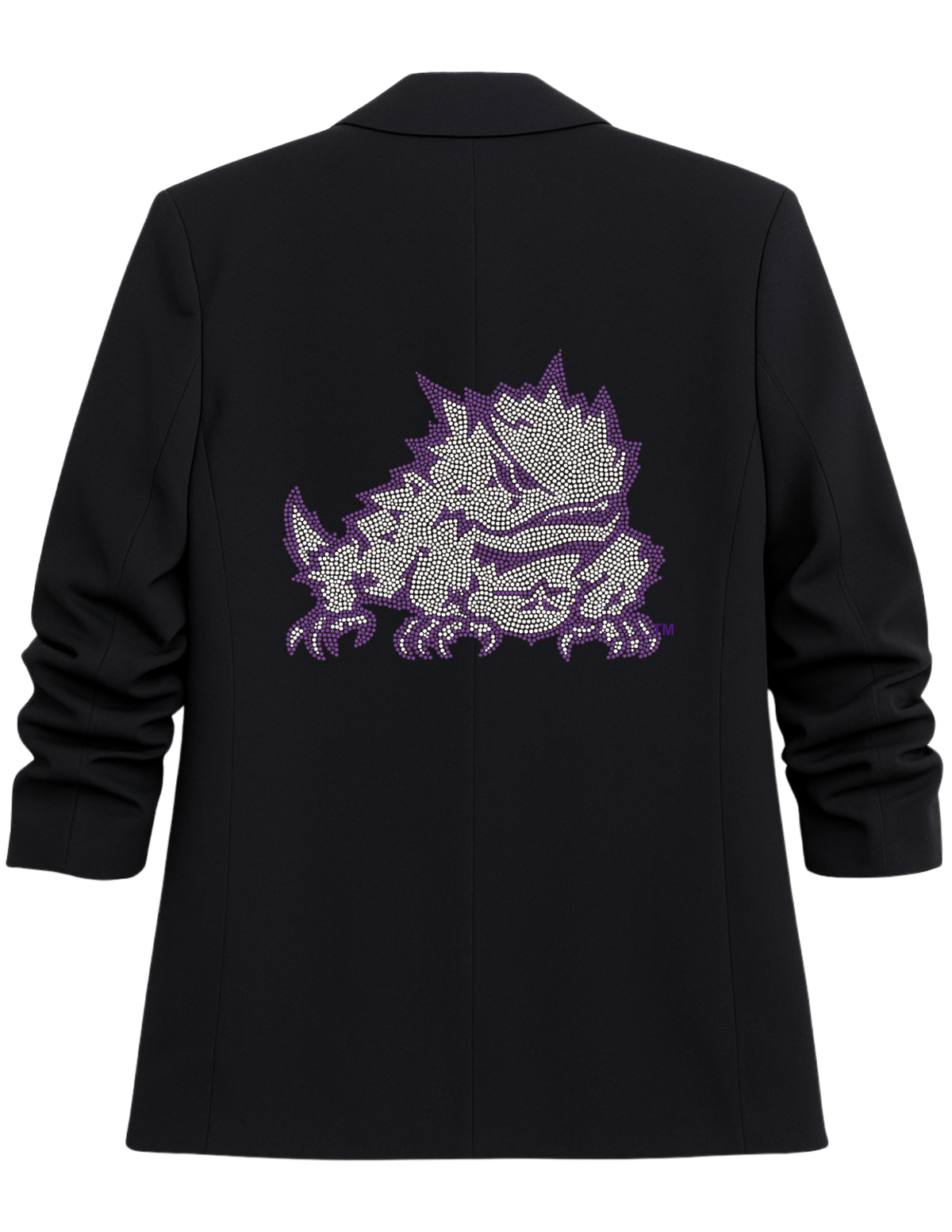 TCU Horned Frog Black Ruched Sleeve Blazer