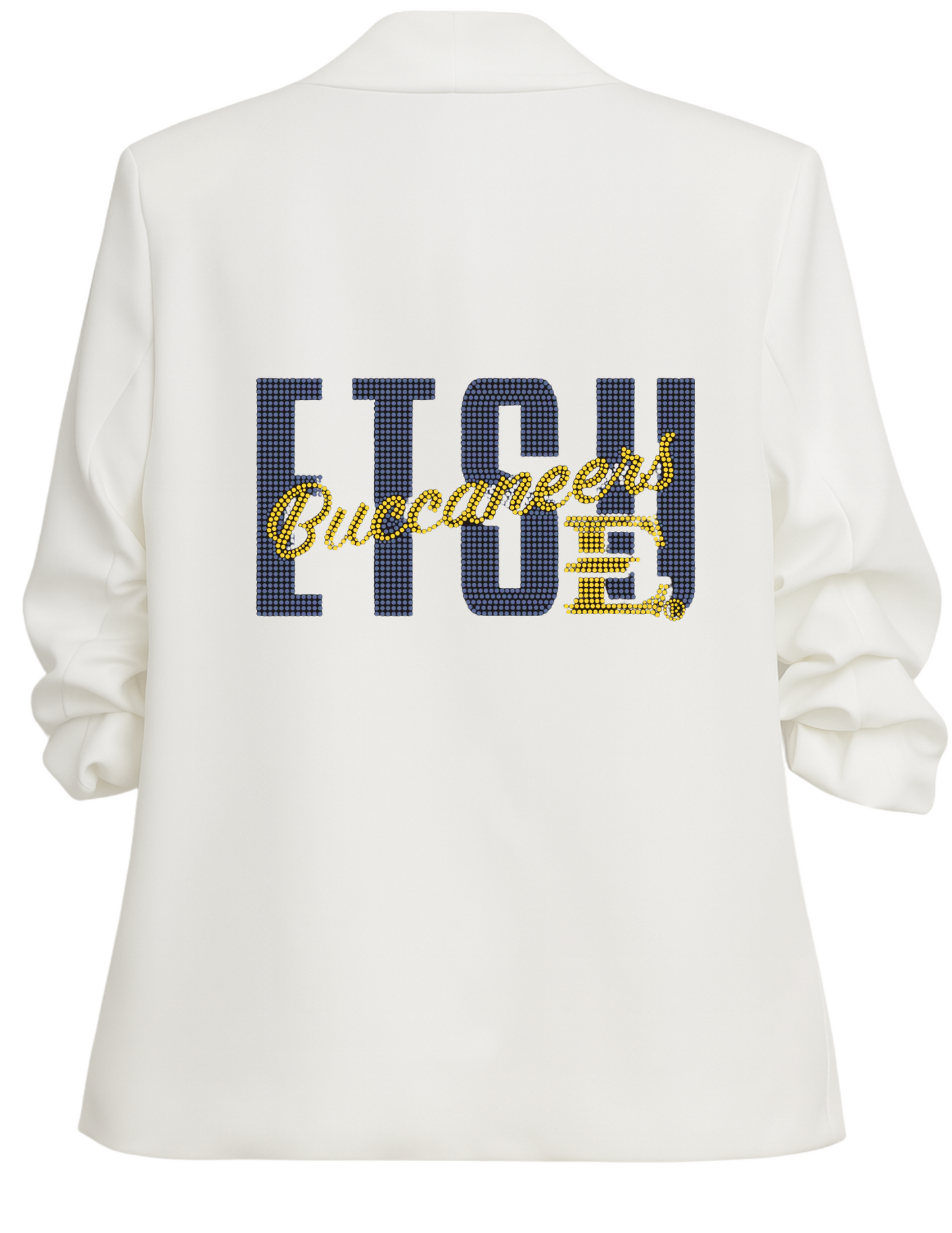 Licensed Game Day Blazer, White Ruched, East Tennessee State ETSU Buccaneers