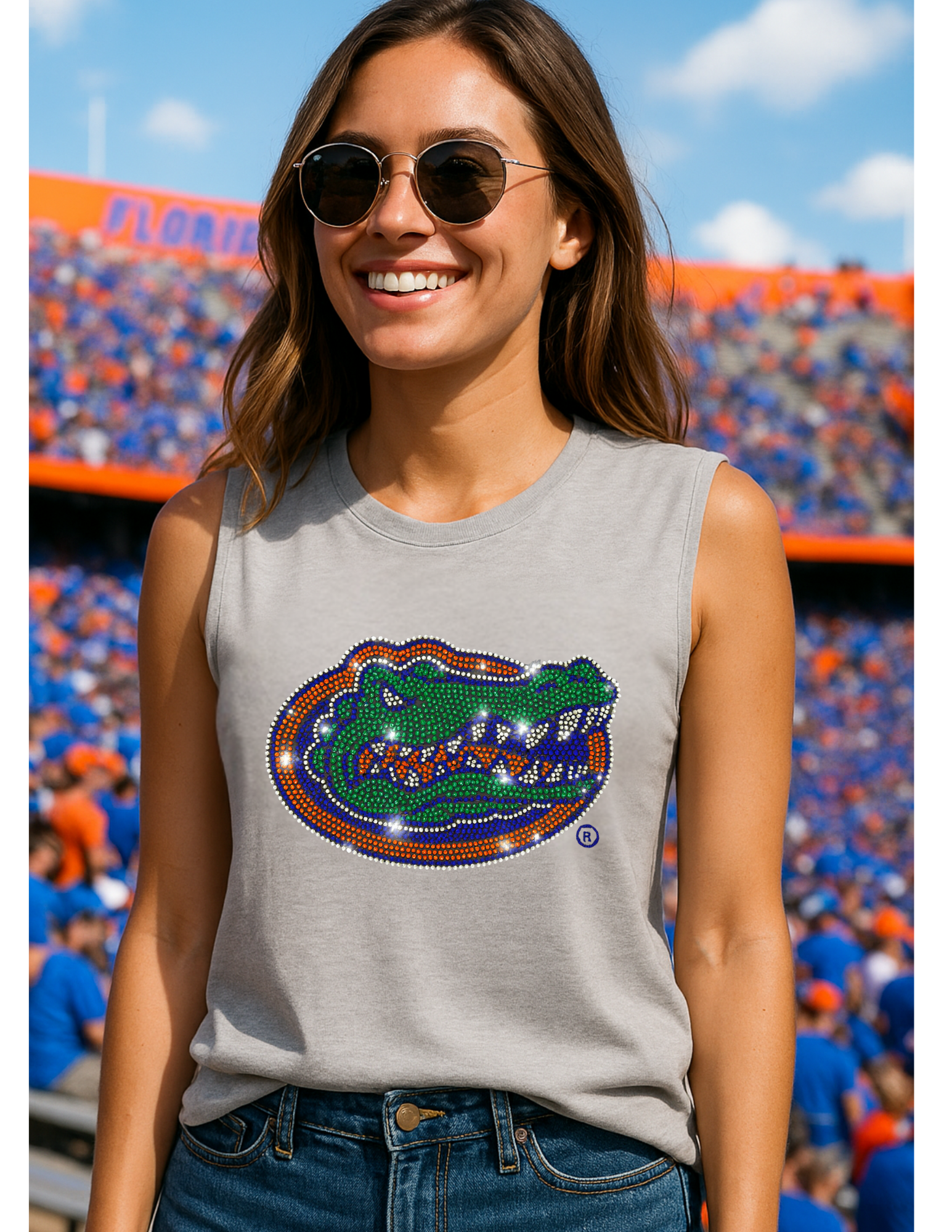 University of Florida Gator Head Gray Tank Top