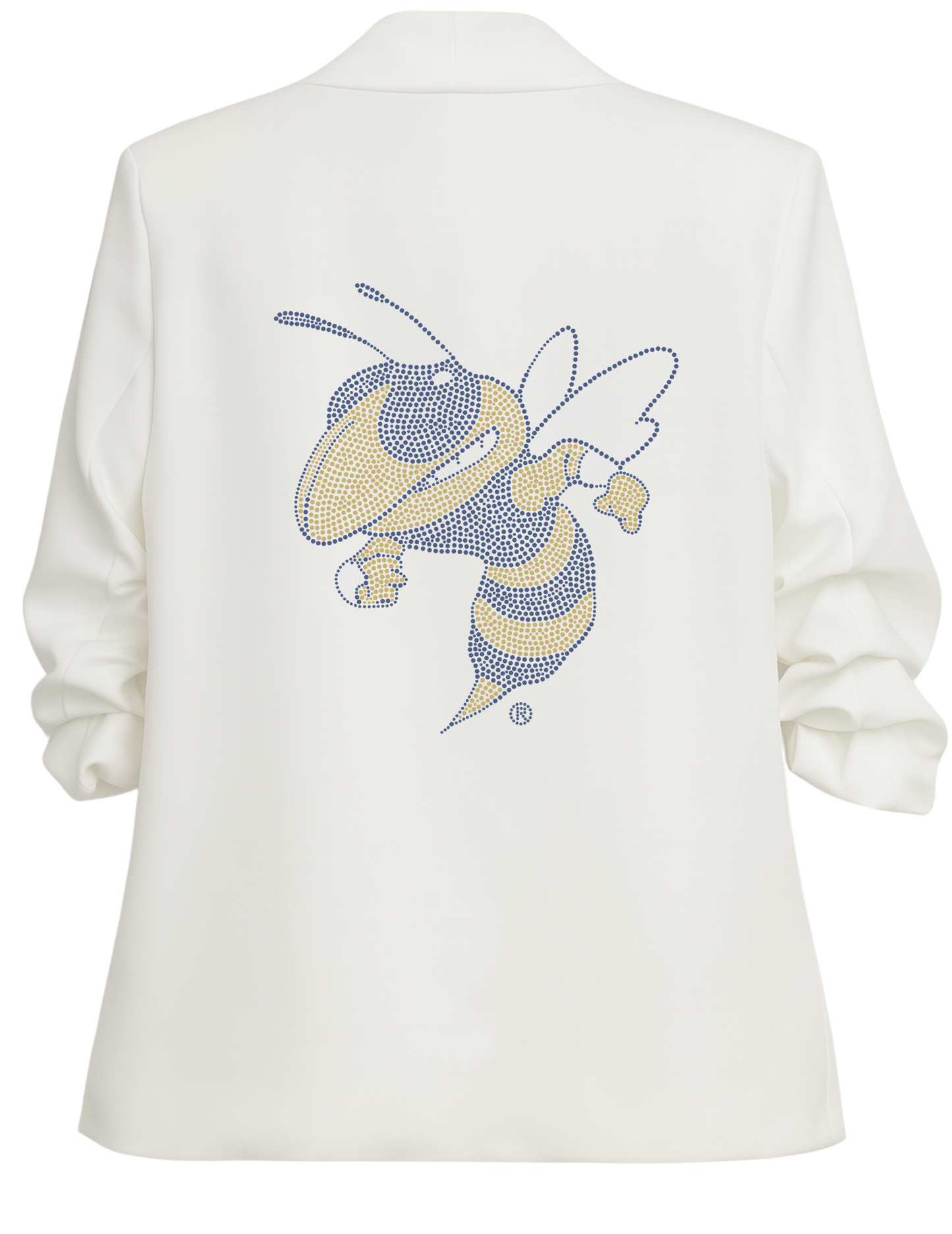 Licensed Game Day Blazer, White Ruched, Georgia Tech Yellow Jacket