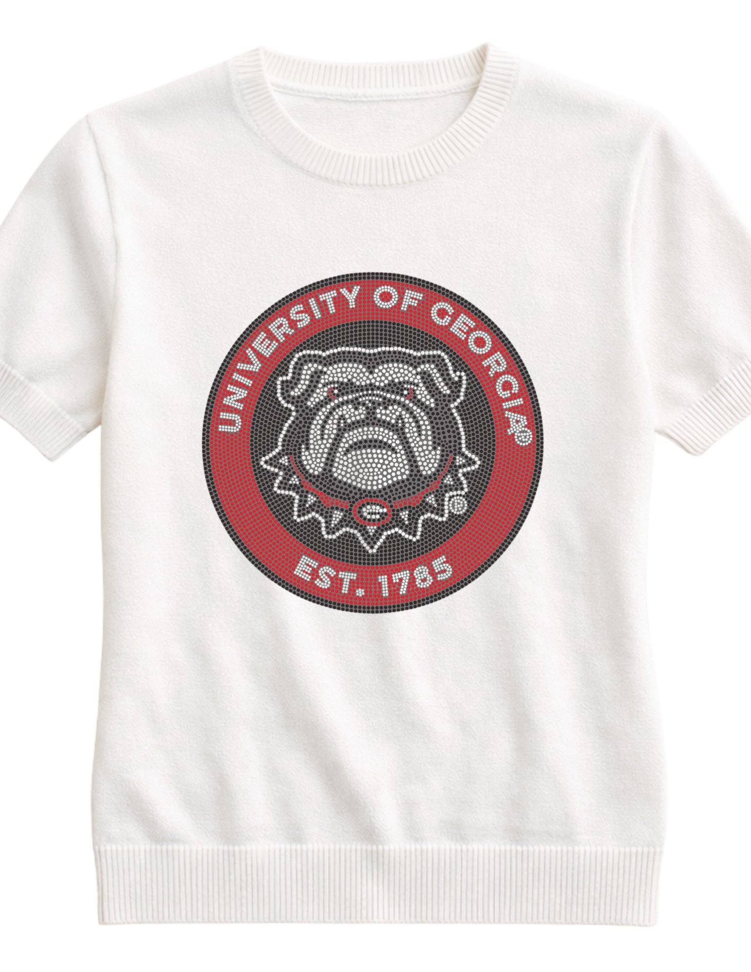 University of Georgia EST. 1785 Ivory Short Sleeve Sweater
