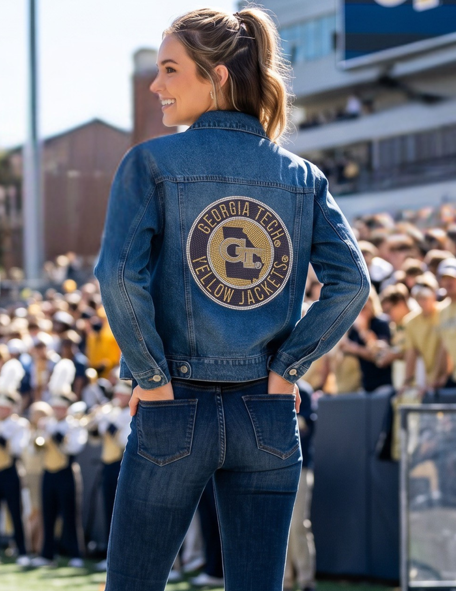 Georgia Tech GT Circle Decal Blue Denim Jacket