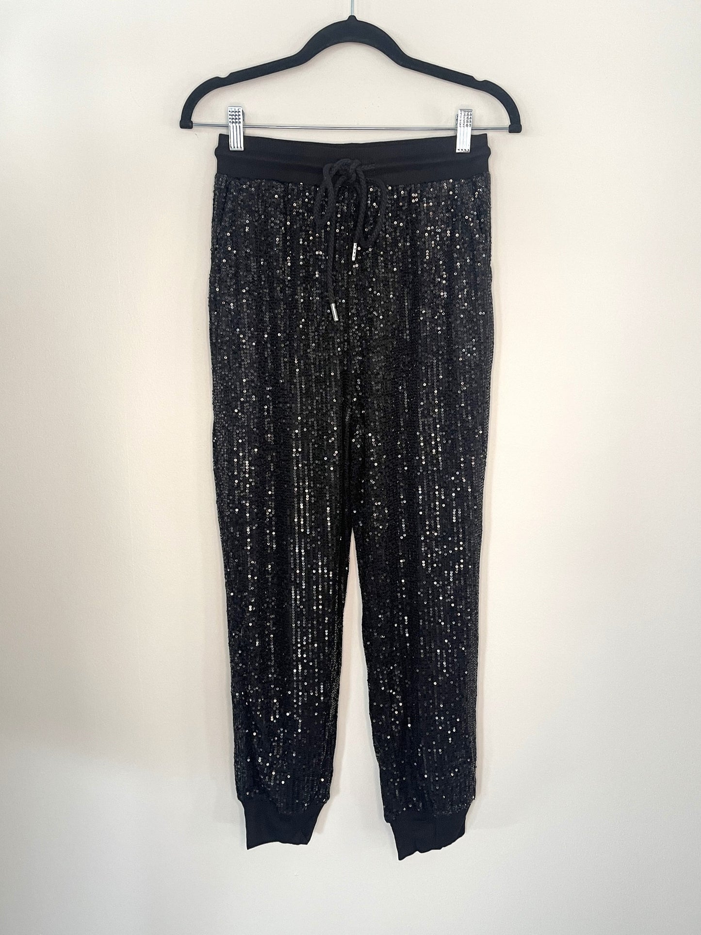 Pants, Joggers, Sequin, Black