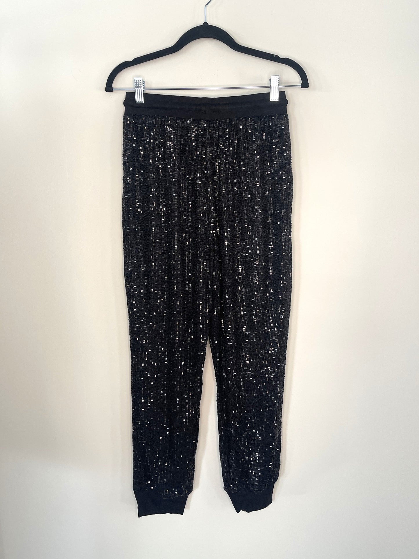 Pants, Joggers, Sequin, Black