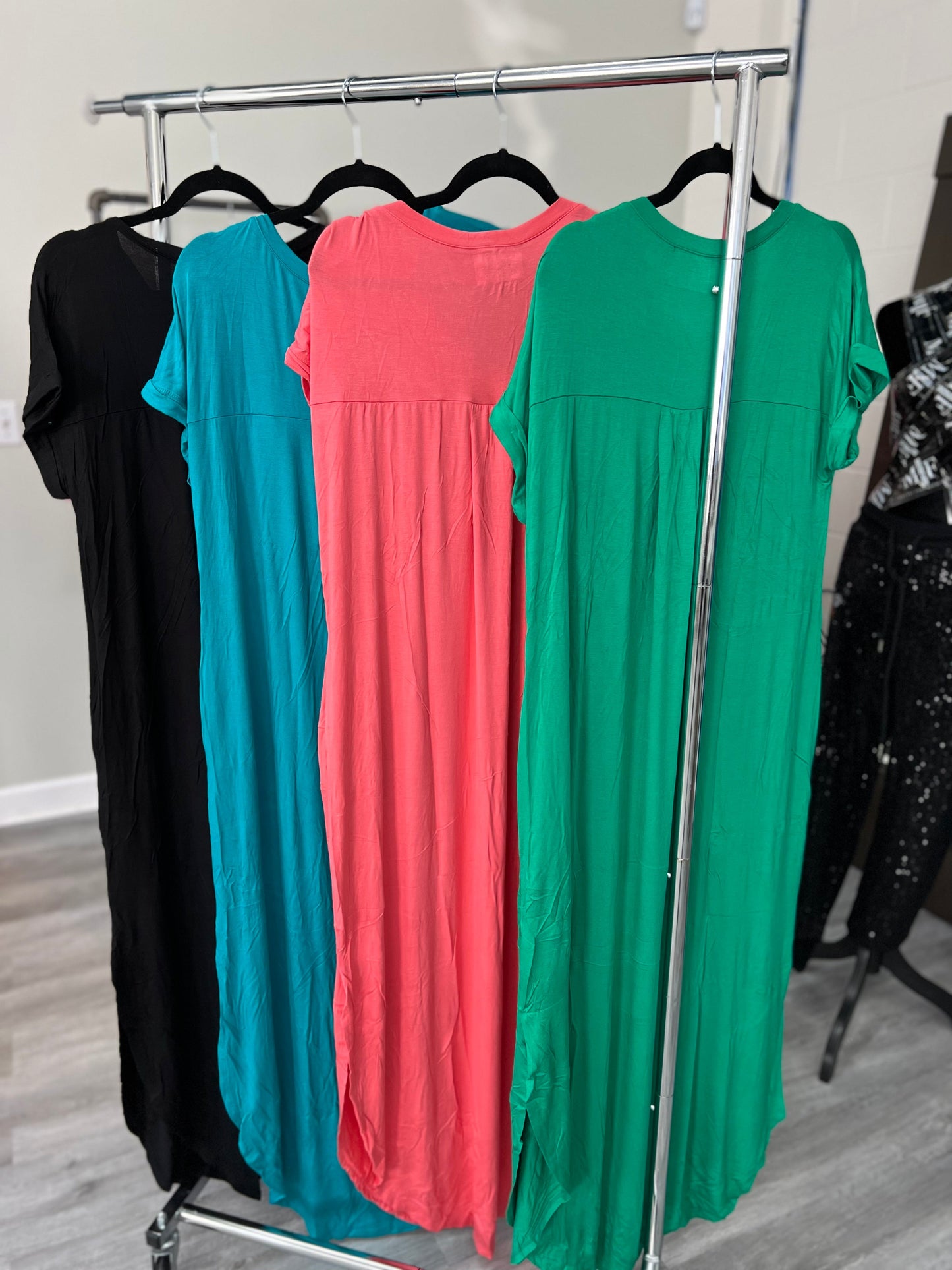 Dress, Maxi V-Neck, Turquoise