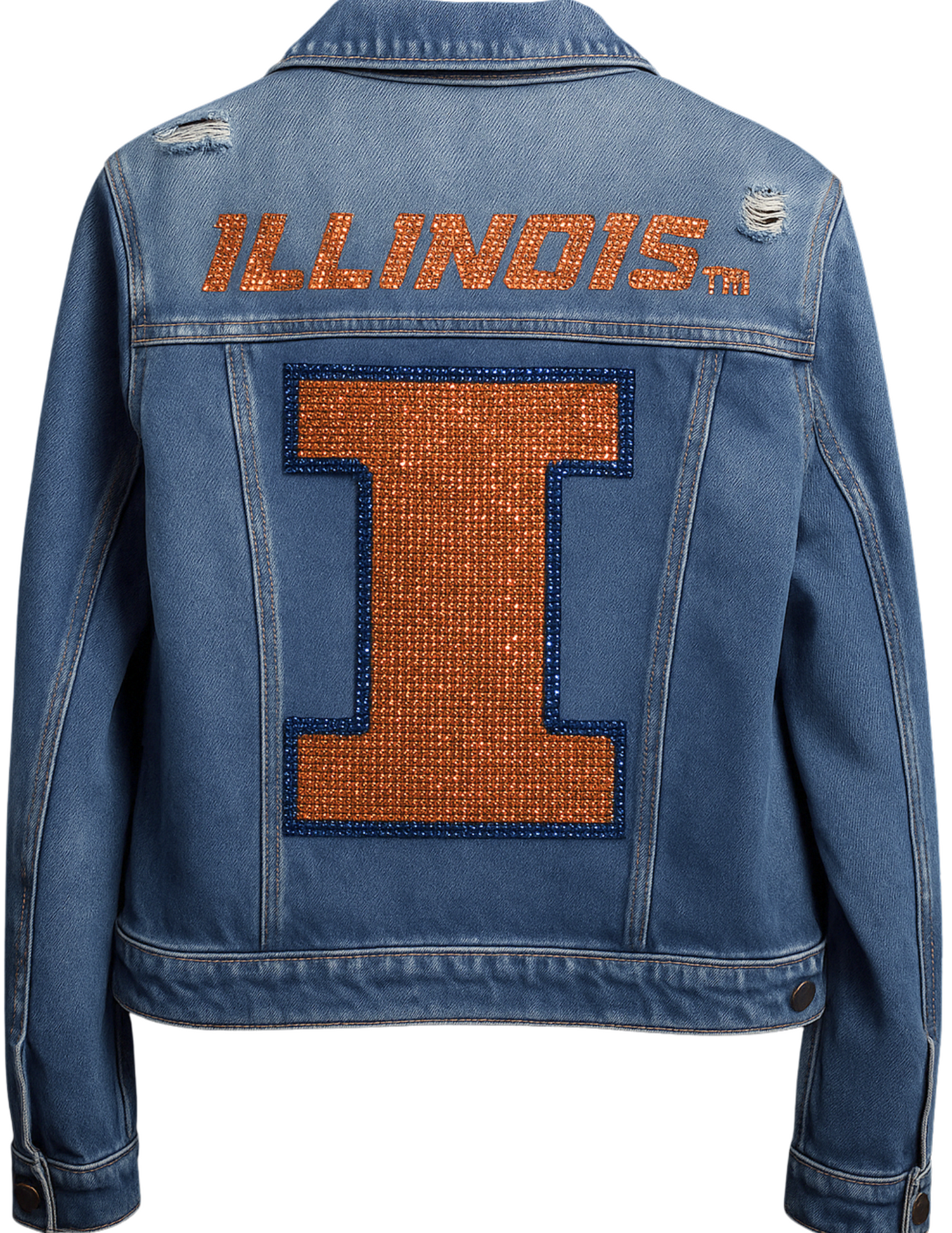 Licensed Game Day Jacket, Denim, Univ Of Illinois Orange Fighting Illini Block I