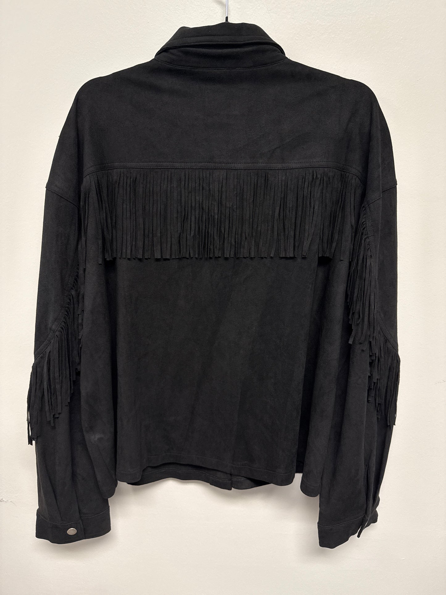 Jacket, Suede Fringe Black, Shoulder Medallions
