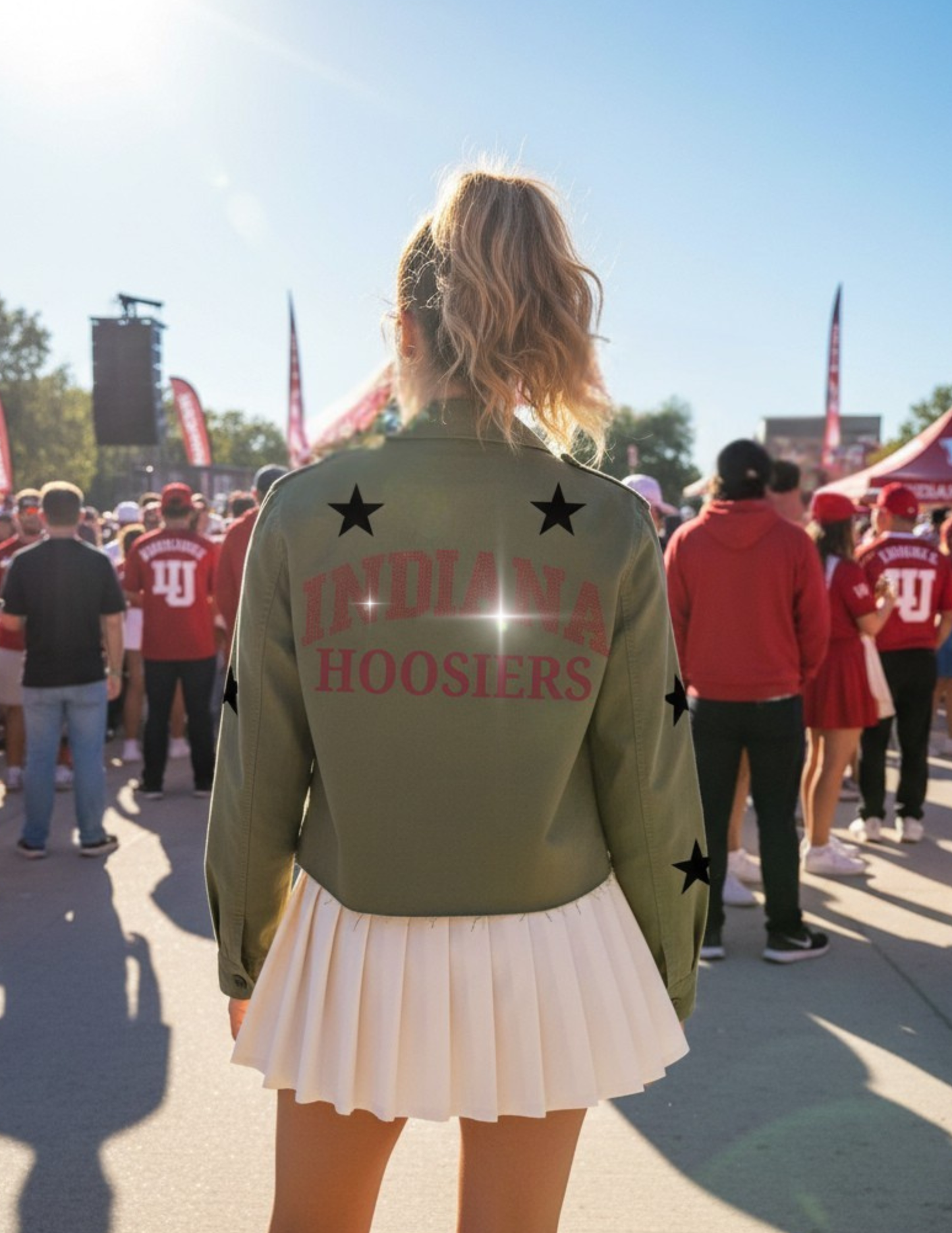 Indiana University Indiana Curve Hoosiers Army Green Shacket