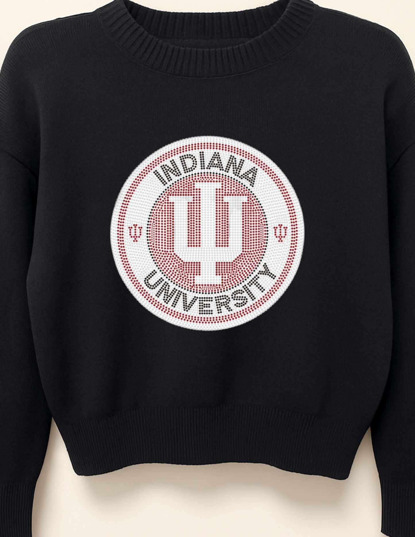 Licensed Game Day Sweater, Crewneck Black, Indiana Univ Circle