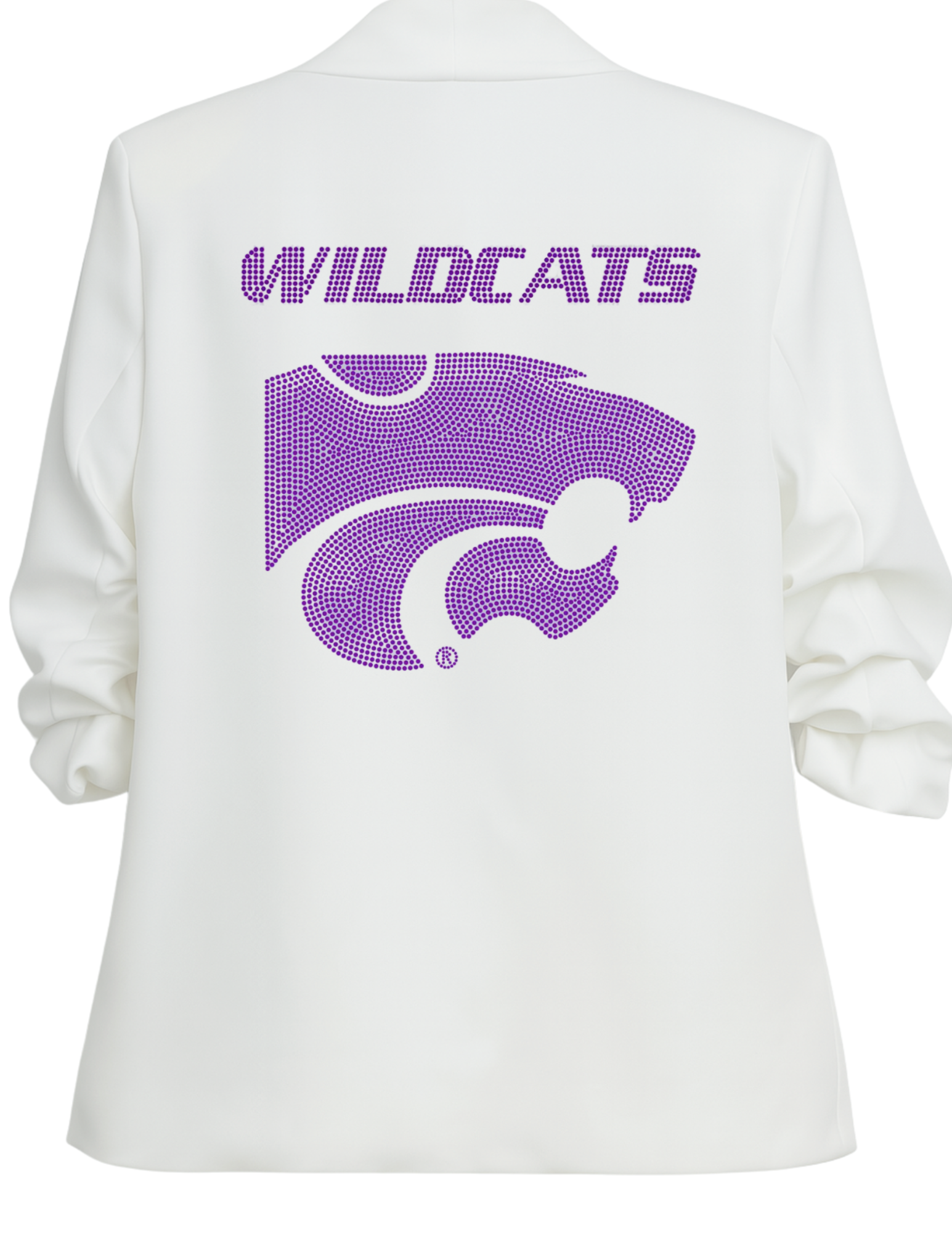 Kansas State Wildcats & Powercat White Ruched Sleeve Blazer