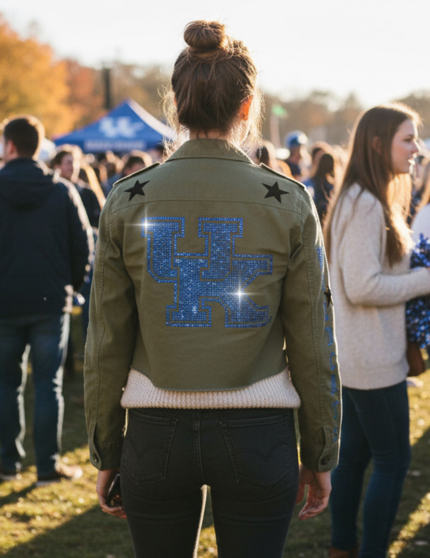 Licensed Game Day Shacket, Army Green, Univ of Kentucky UK Blue Wildcats