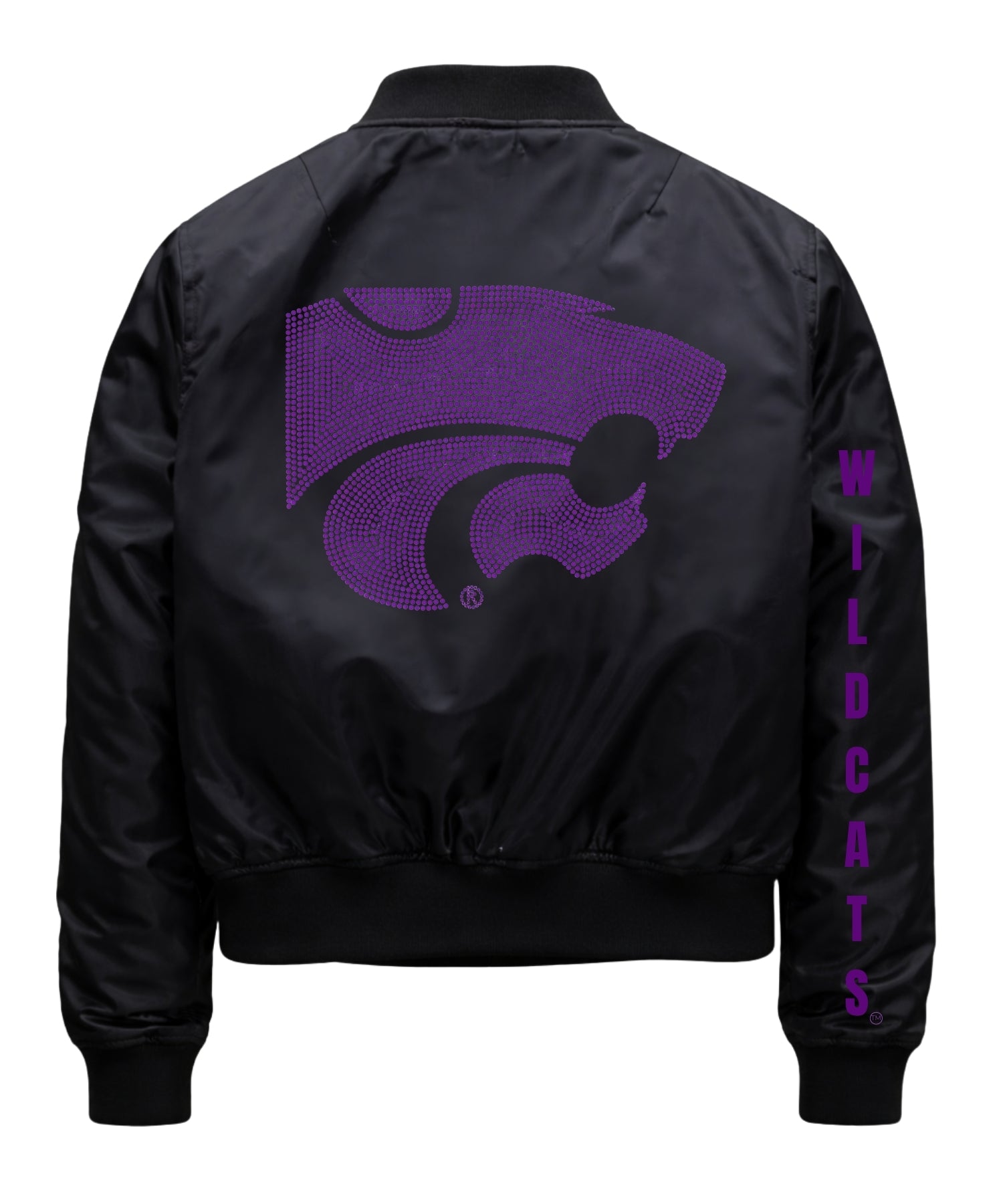 Kansas State Script & Wildcat Mascot Black Bomber Jacket