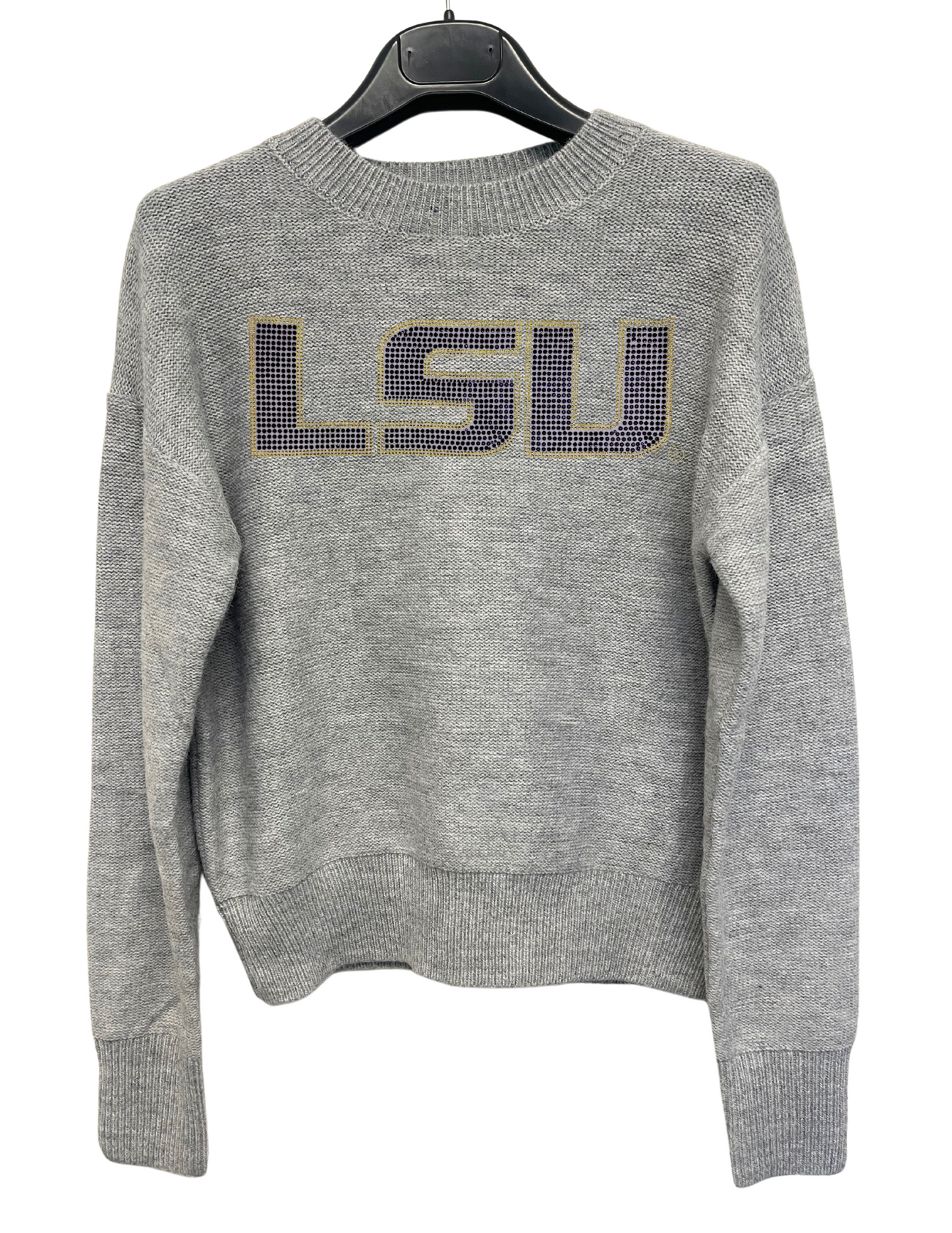 Licensed Game Day Sweater, Gray, Crystal LSU