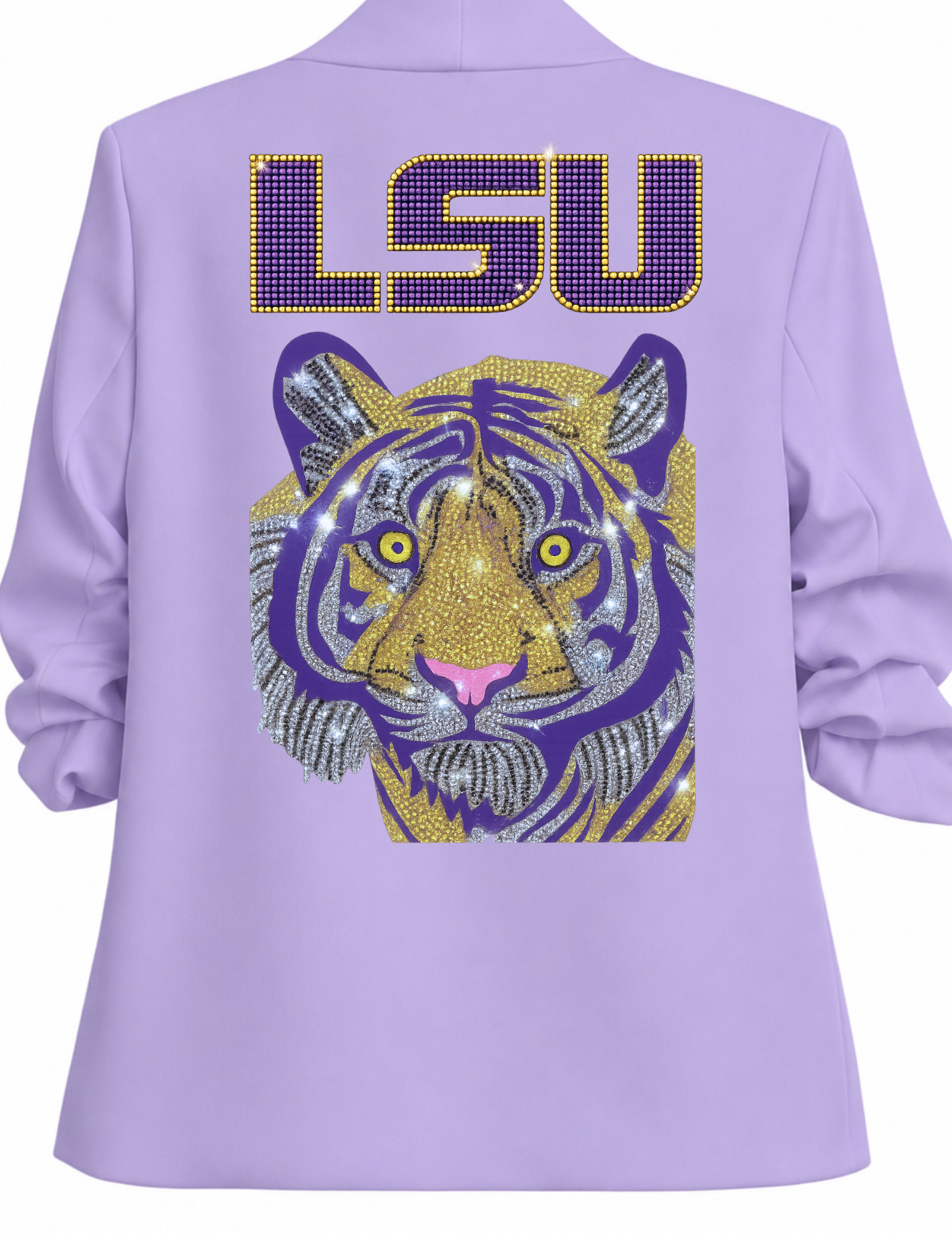 LSU Purple Tiger Ruched Sleeve Lavender Blazer