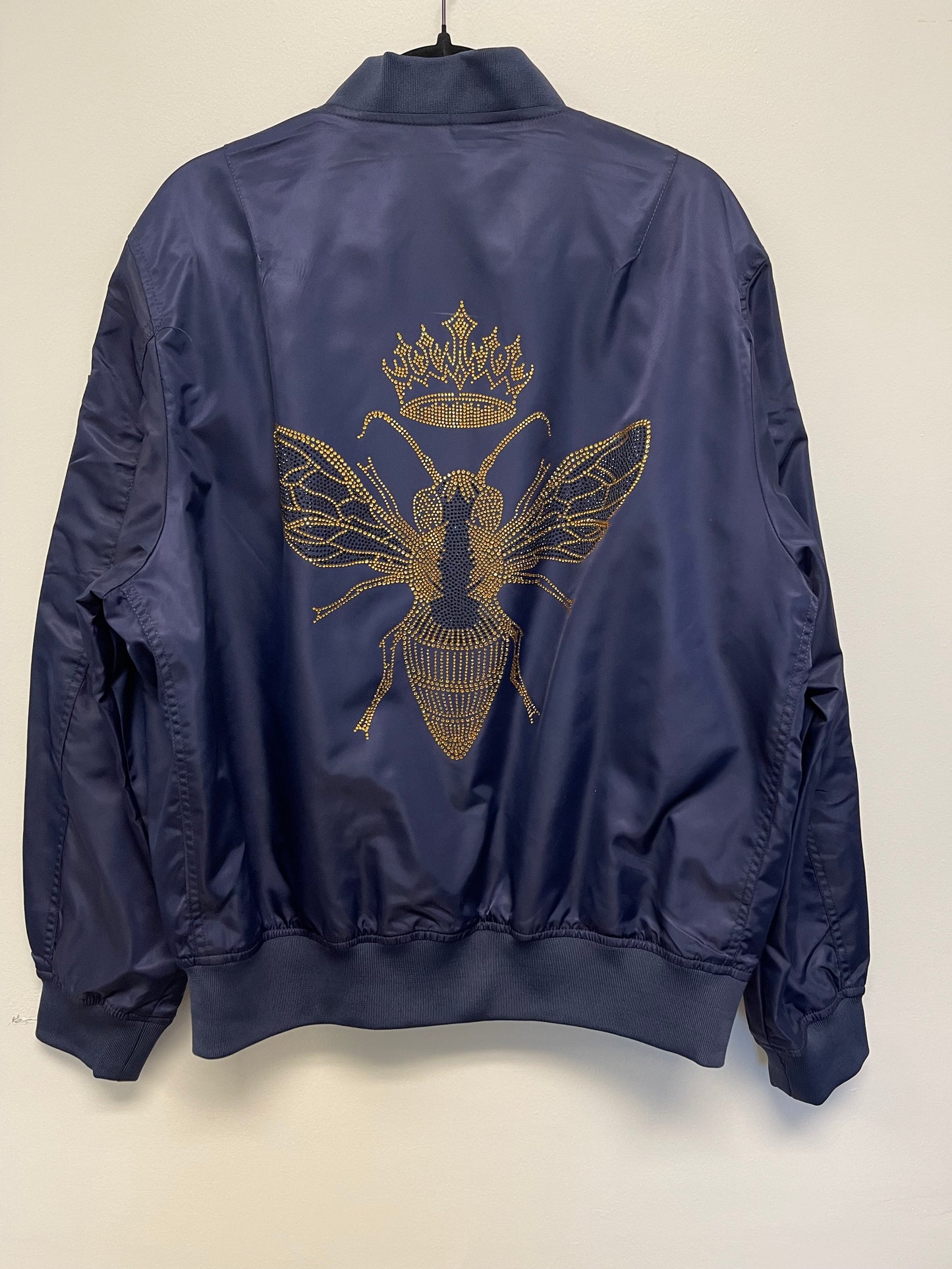 Jacket, Bomber Navy, Gold Queen Bee