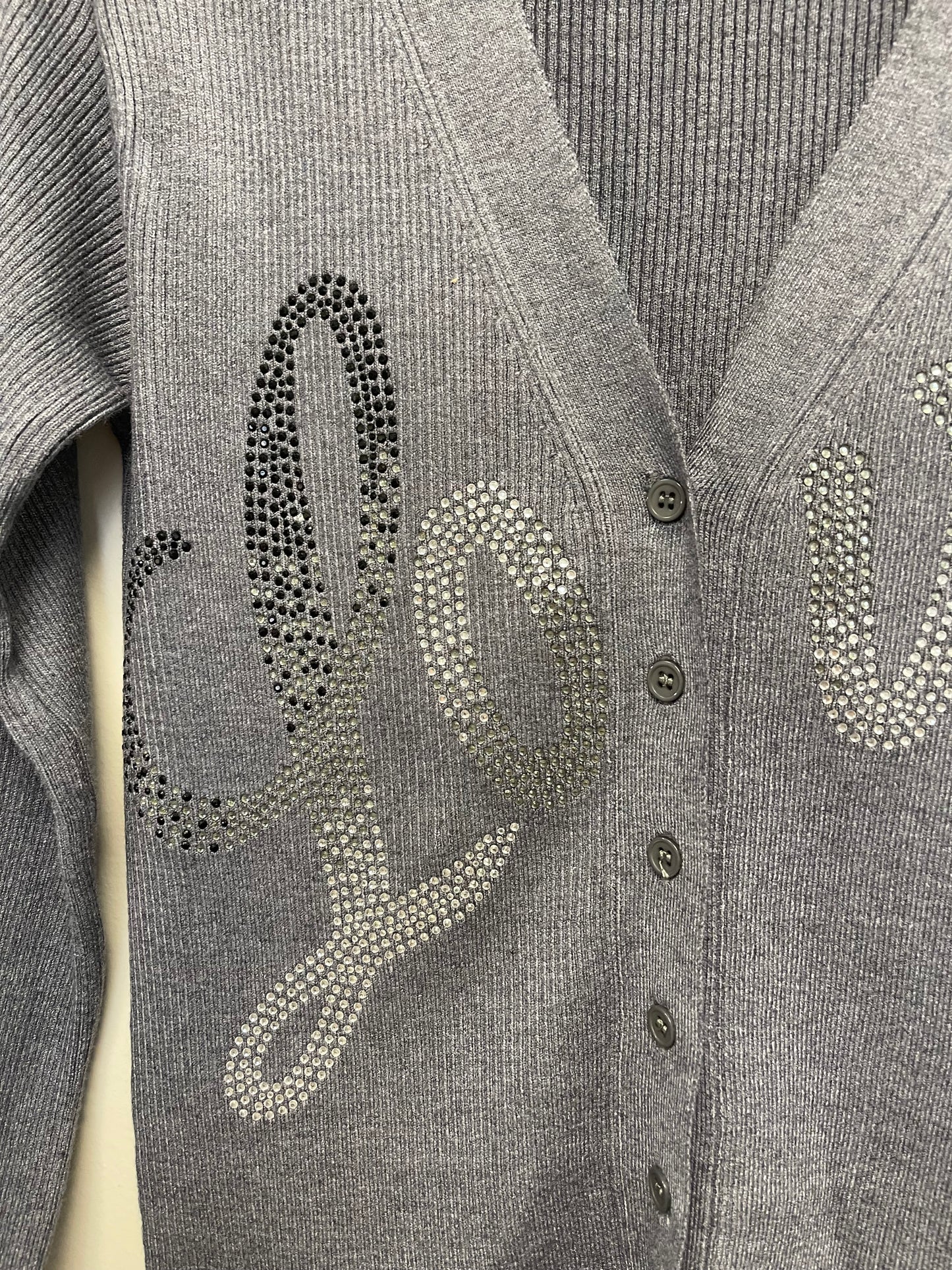 Sweater, Cardigan Gray, Love Script