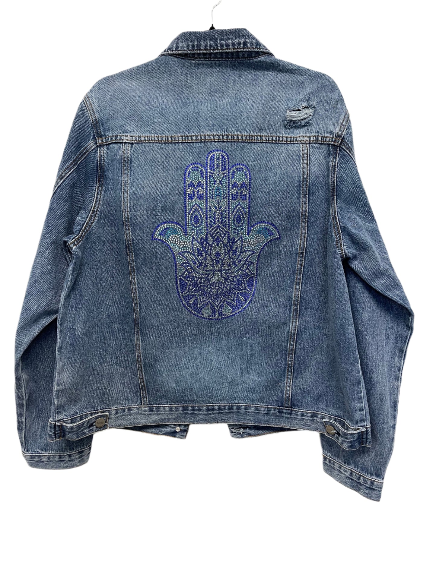 Denim Jacket w/ Blue Hamsa