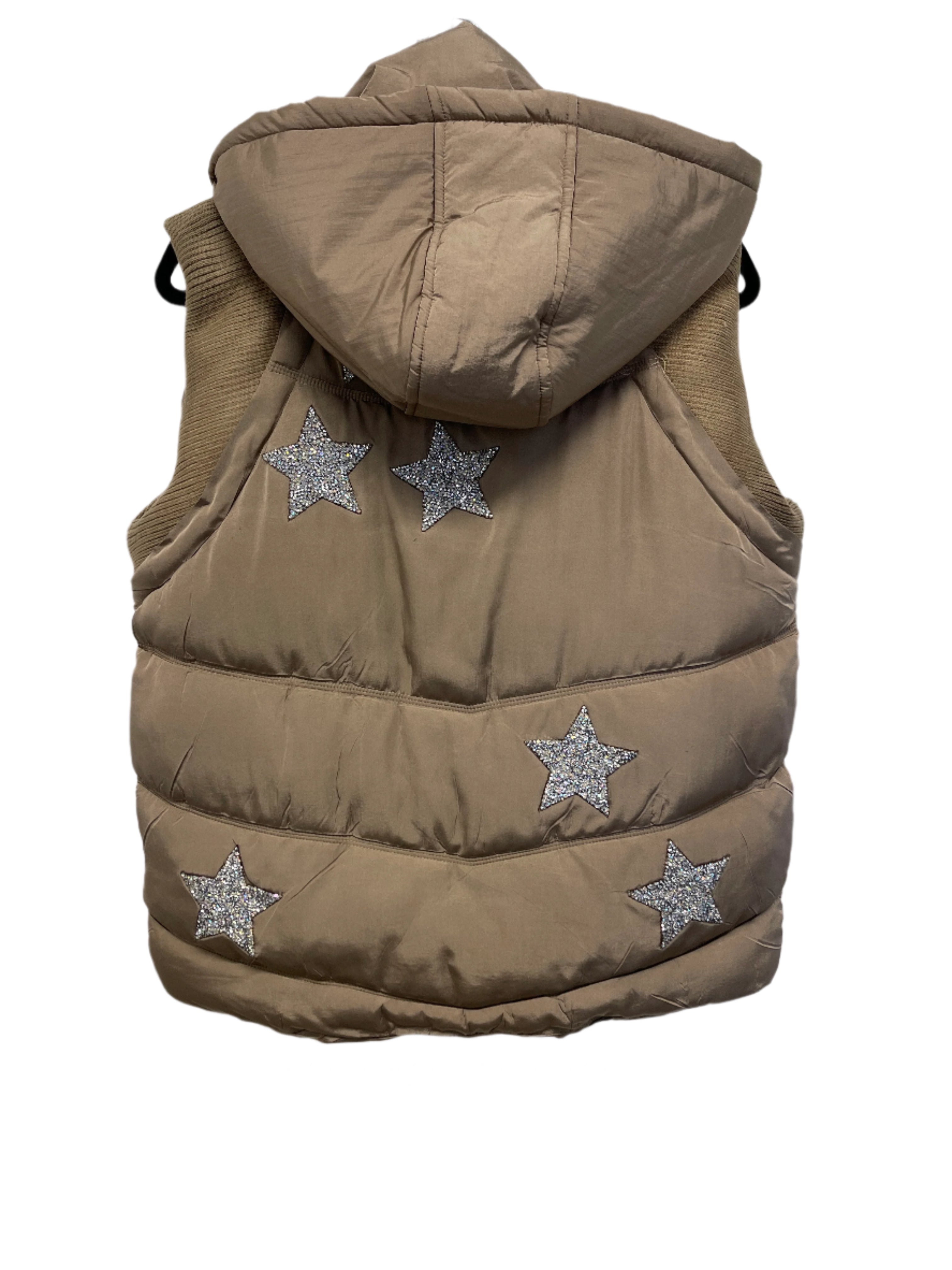Silver Stars Tan Puffer Vest