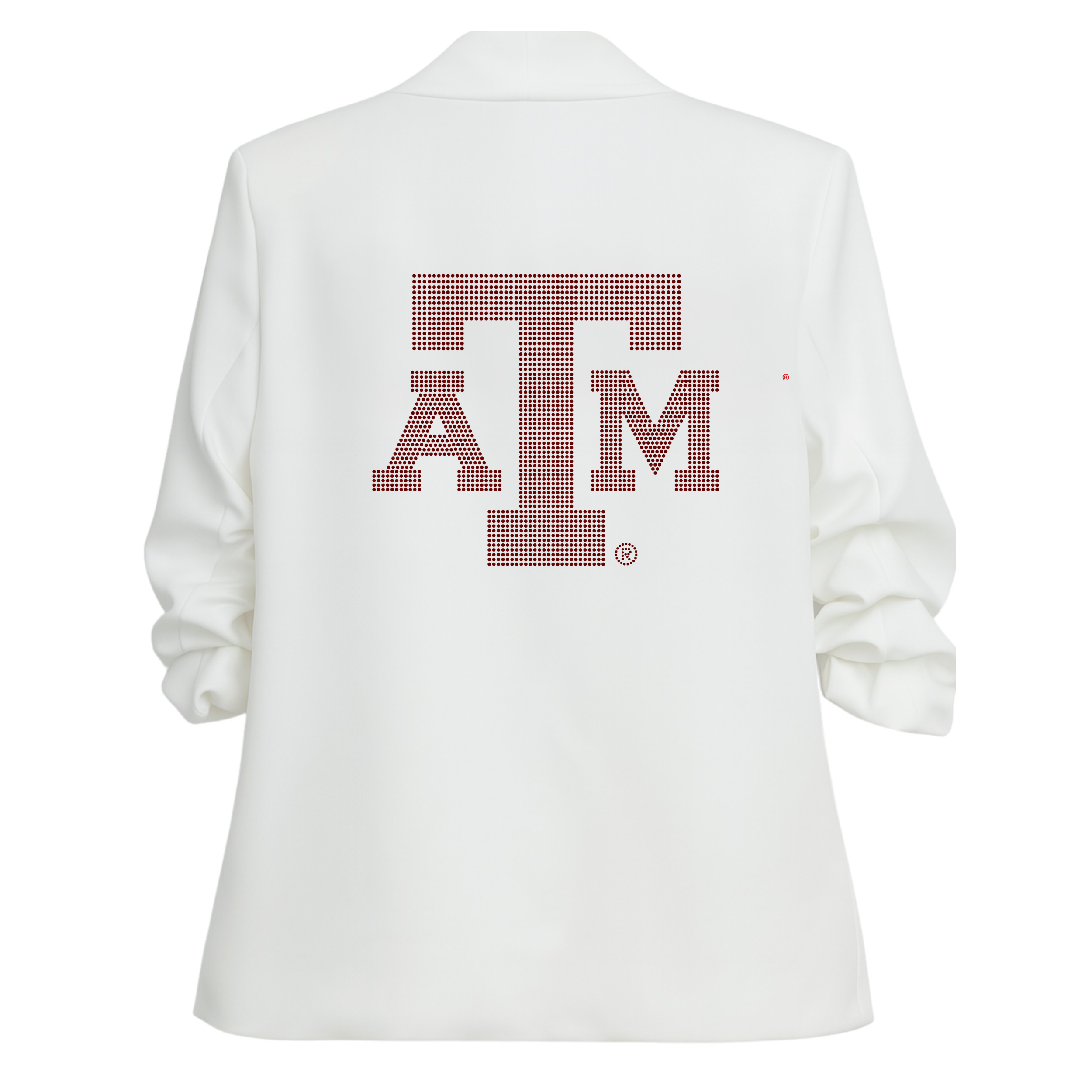 Texas A&M Logo White Ruched Sleeve Blazer