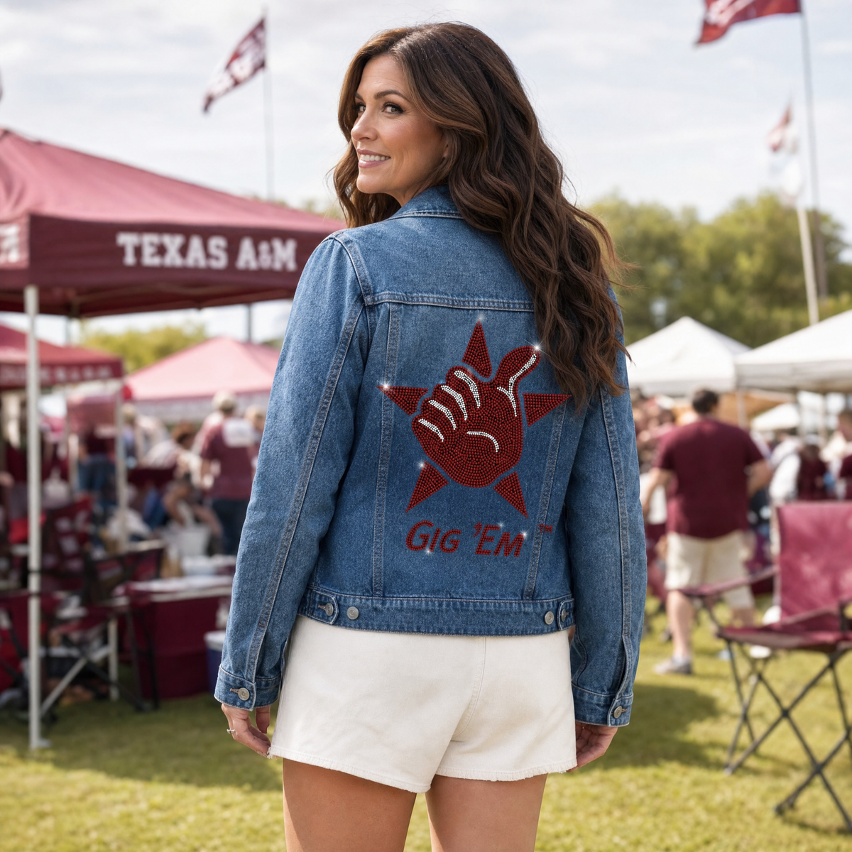Texas A&M Gig Em Star Blue Denim Jacket