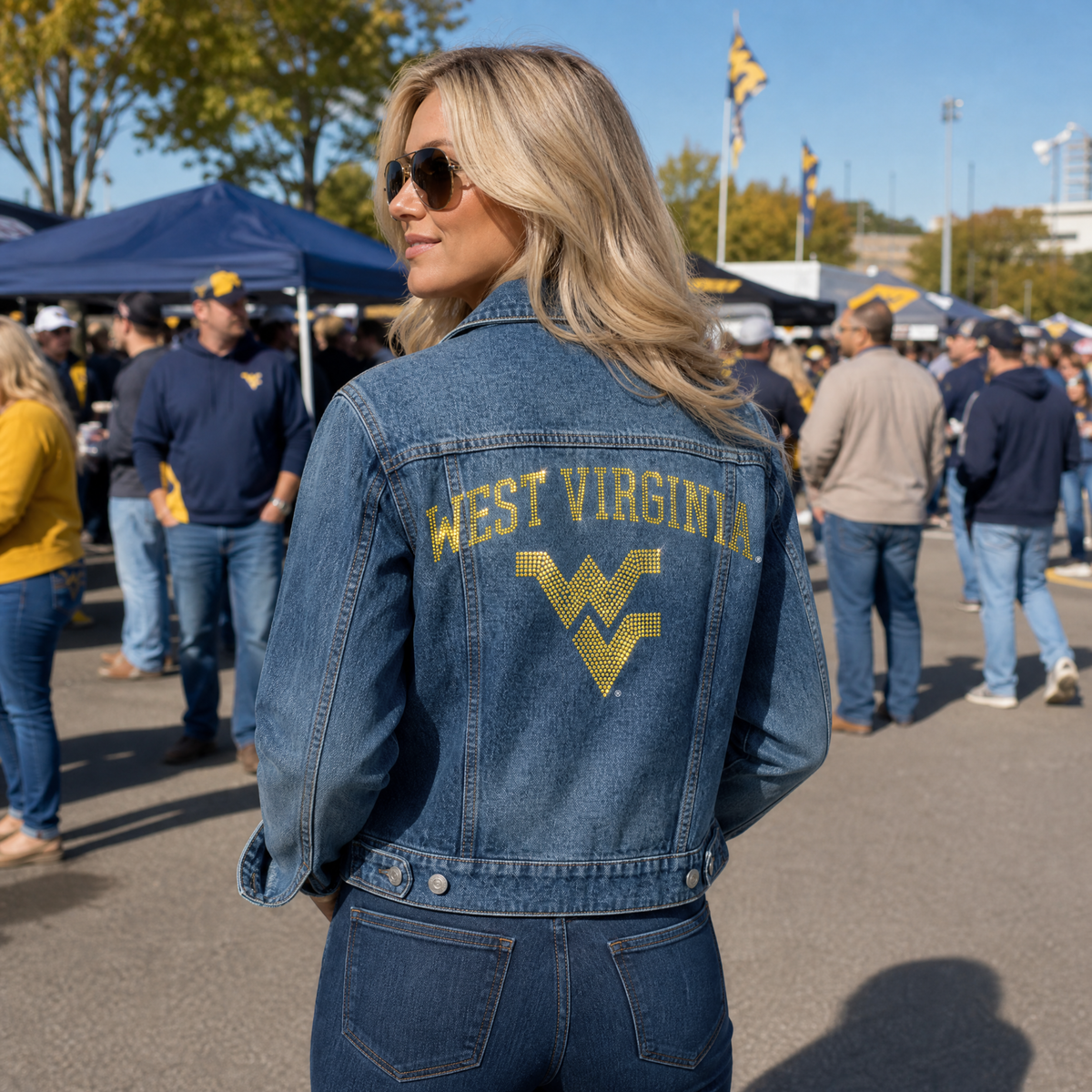 West Virginia Curve WV Blue Denim Jacket
