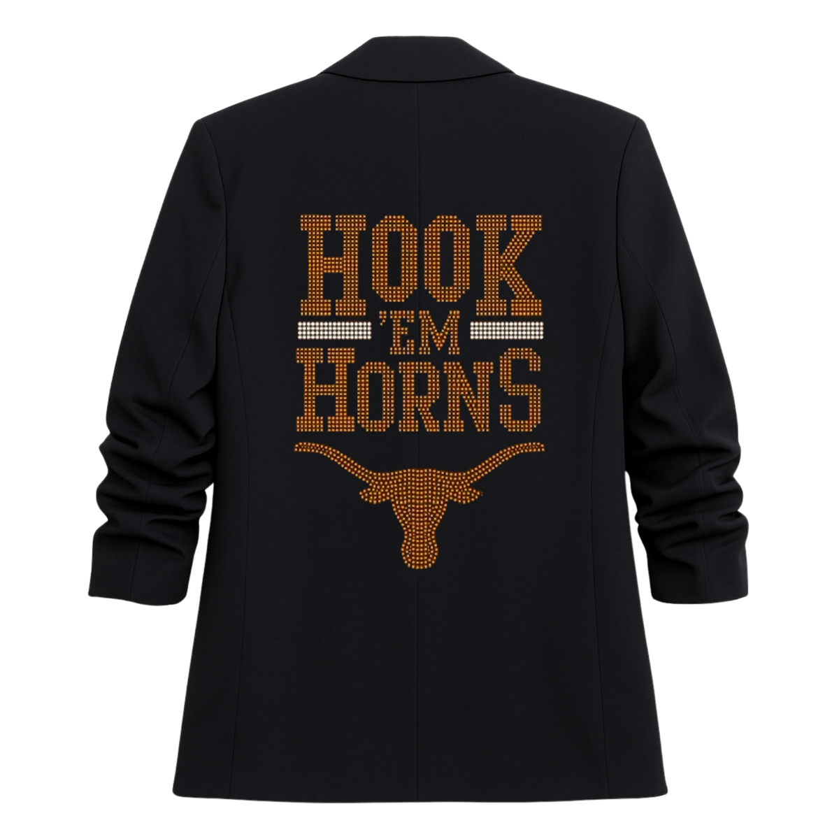 University of Texas-Austin Hook Em Horns Black Ruched Sleeve Blazer