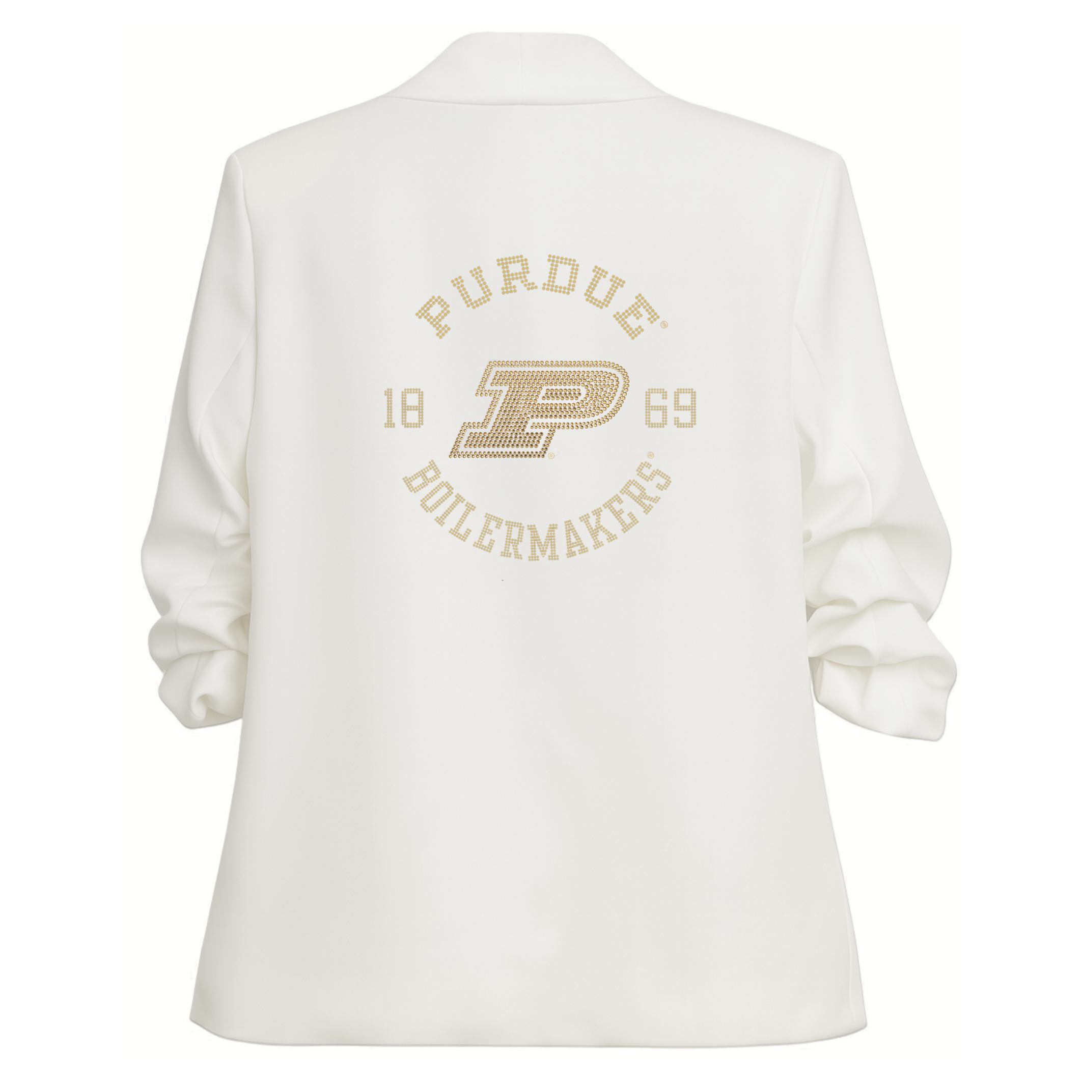 Purdue University Boilermakers Est Ruched White Blazer