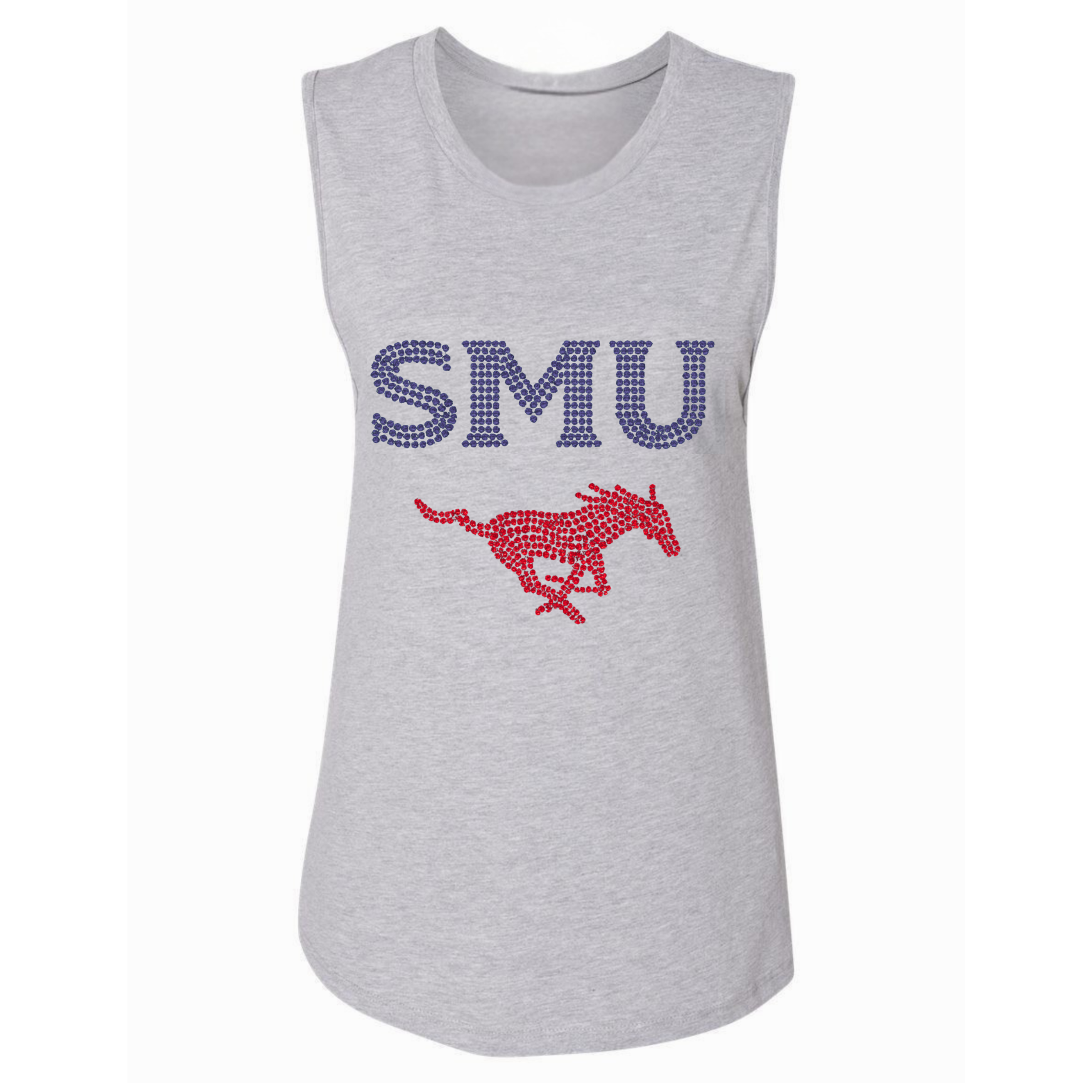 SMU Mustangs Gray Crewneck Tank Top
