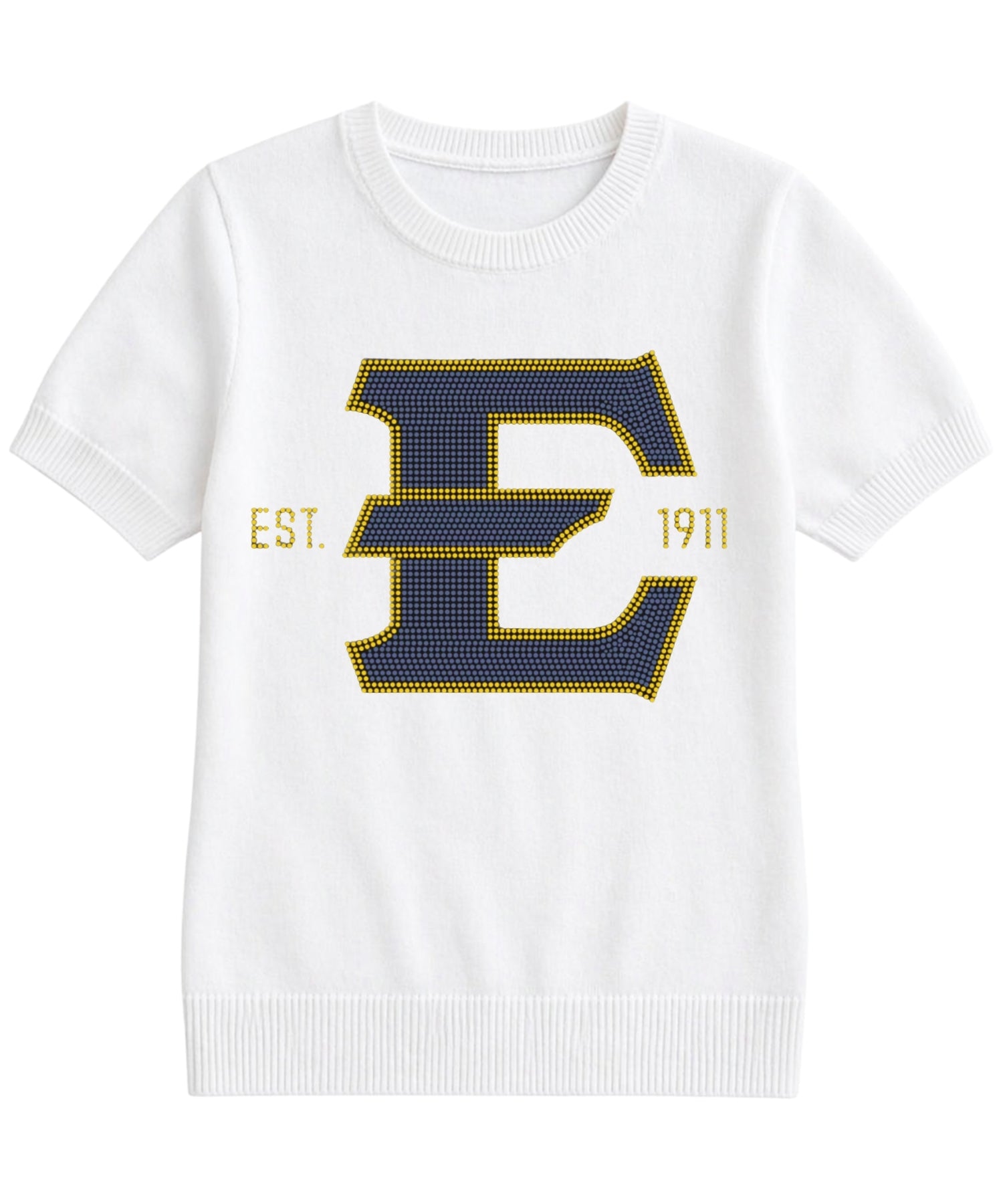 East Tennessee State EST. 1911 White Short Sleeve Sweater