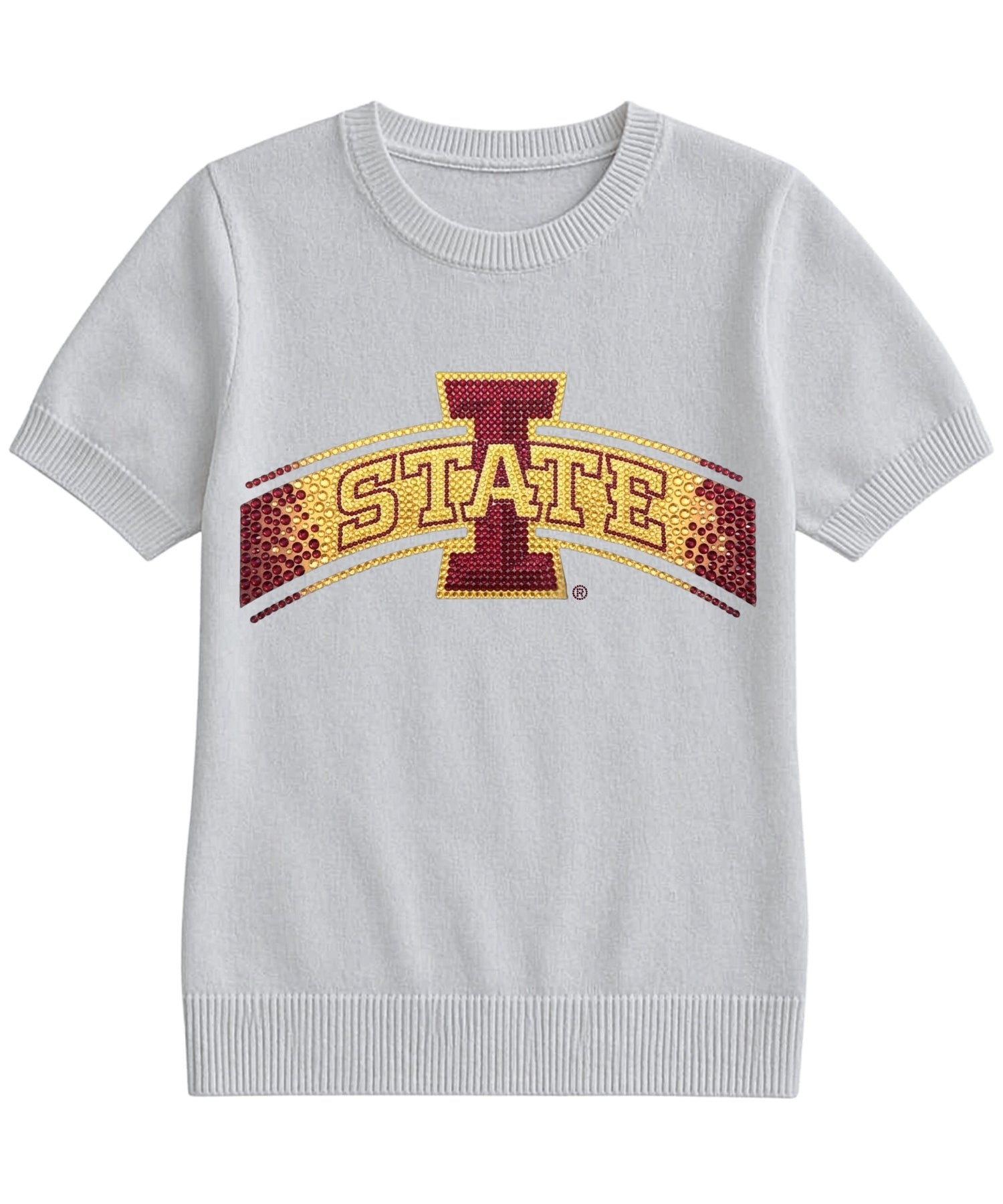 Iowa State Block I State Gray Short Sleeve Sweater