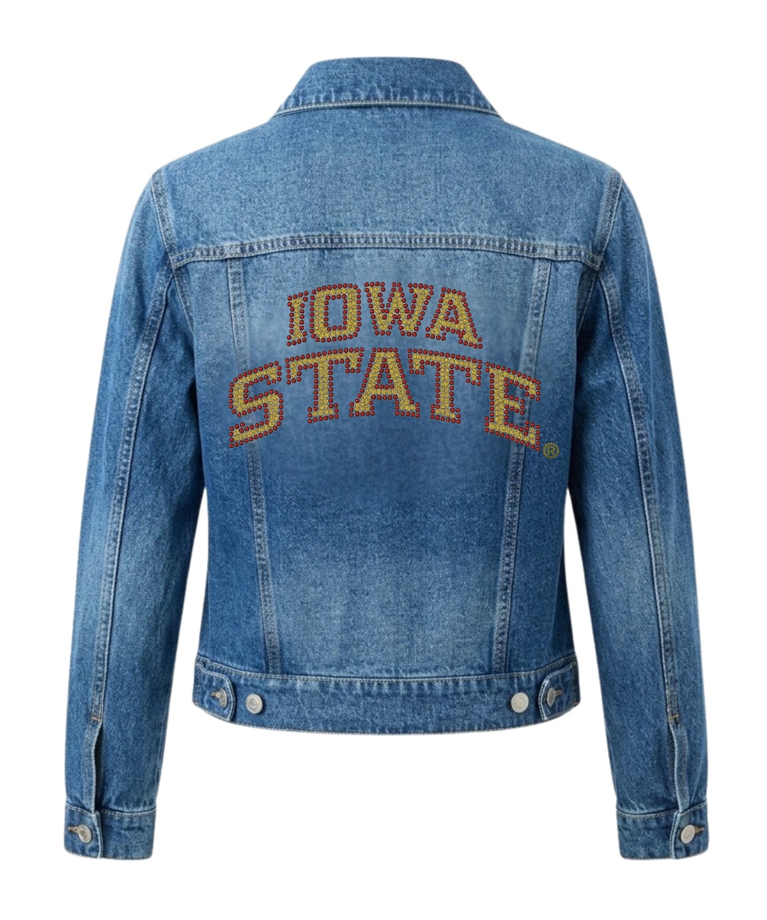 Iowa State Stacked & Curved Blue Denim Jacket