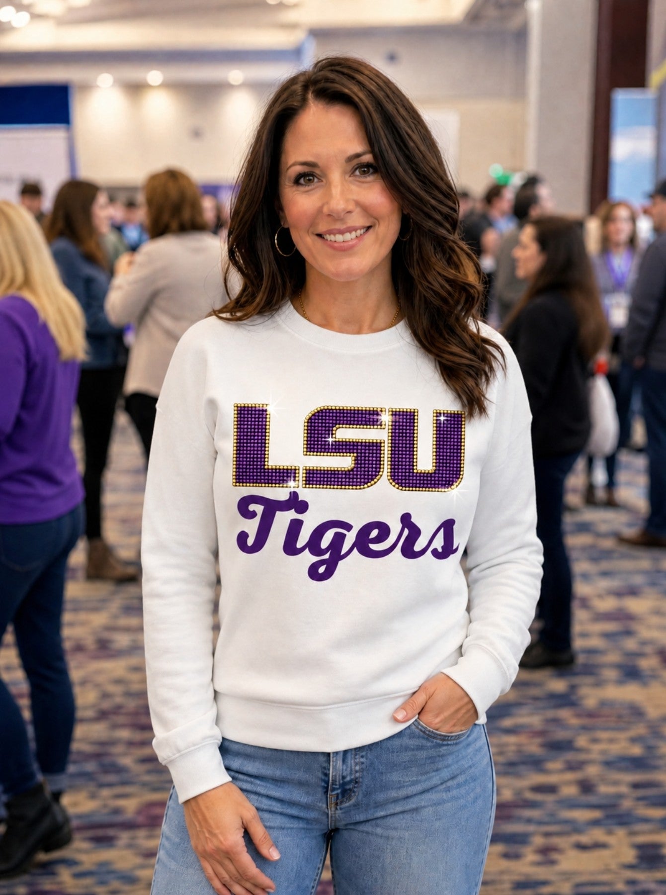 LSU Tigers White Crewneck Sweatshirt