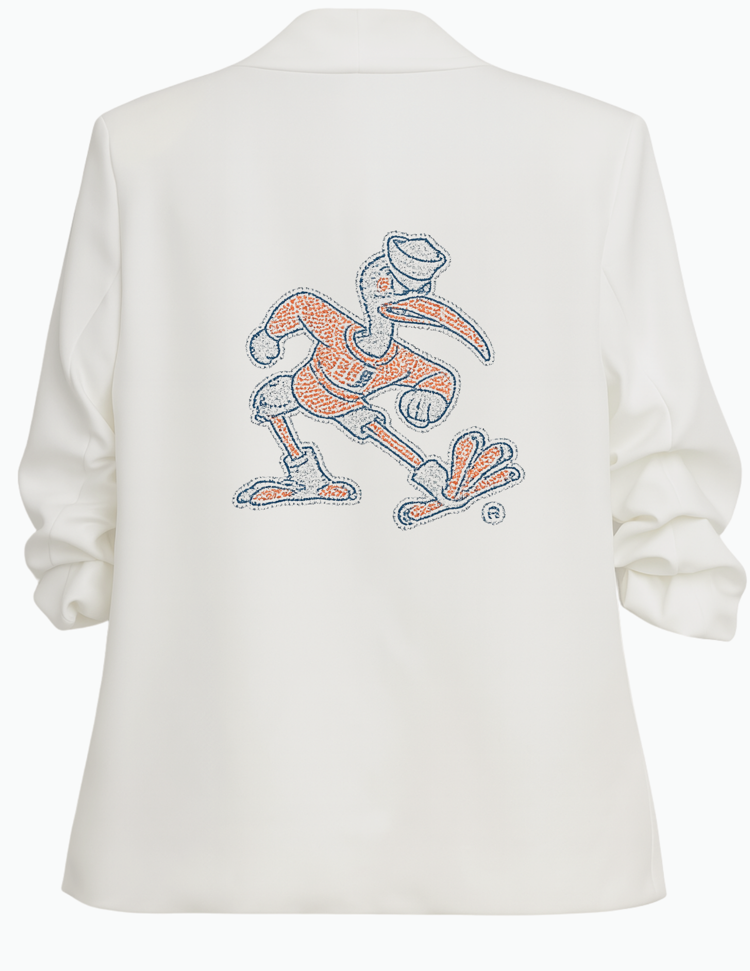 University Of Miami Sebastian White Ruched Sleeve Blazer