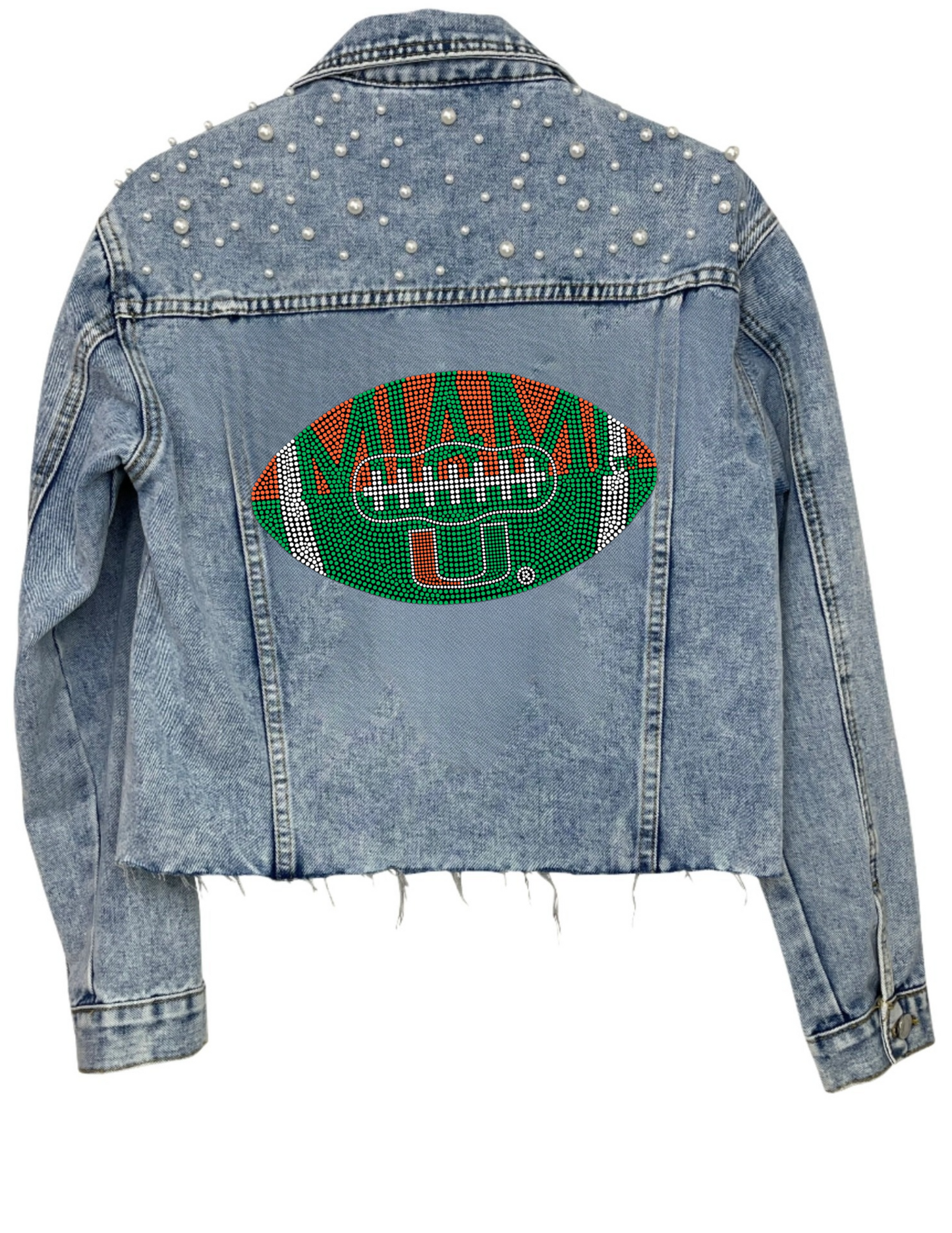 University Of Miami Football Pearl Denim Jacket