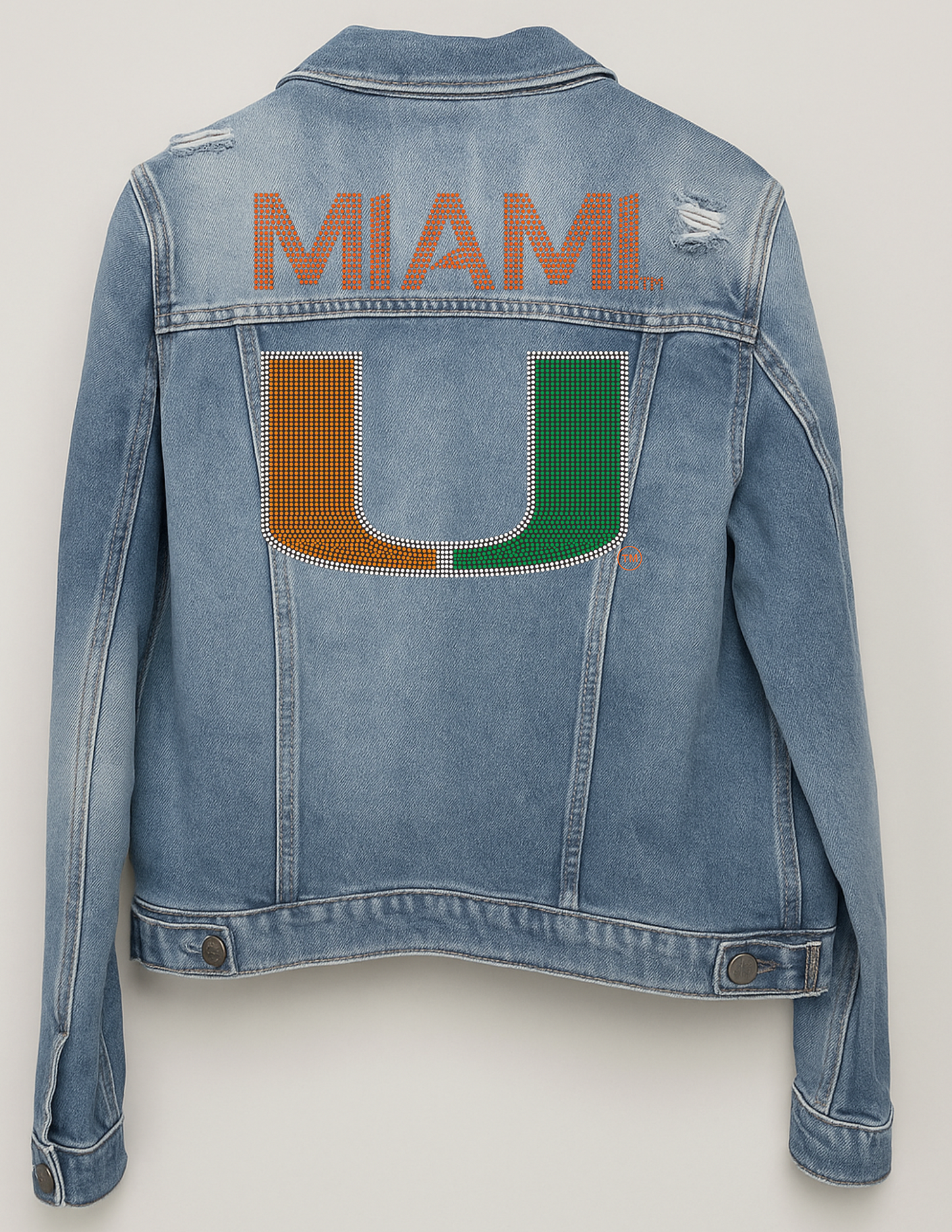 Licensed Game Day Denim Jacket, Medium Wash, University Of Miami Miami Script U
