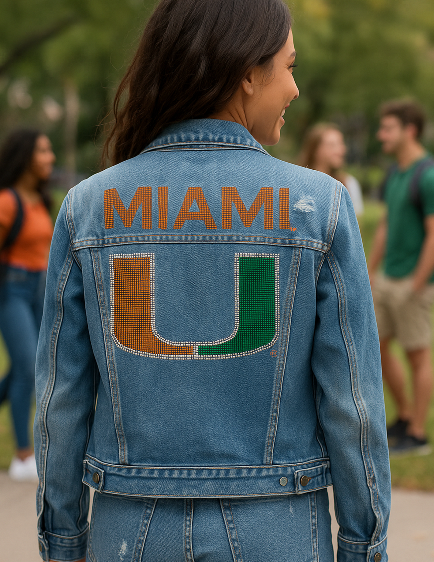 Licensed Game Day Denim Jacket, Medium Wash, University Of Miami Miami Script U