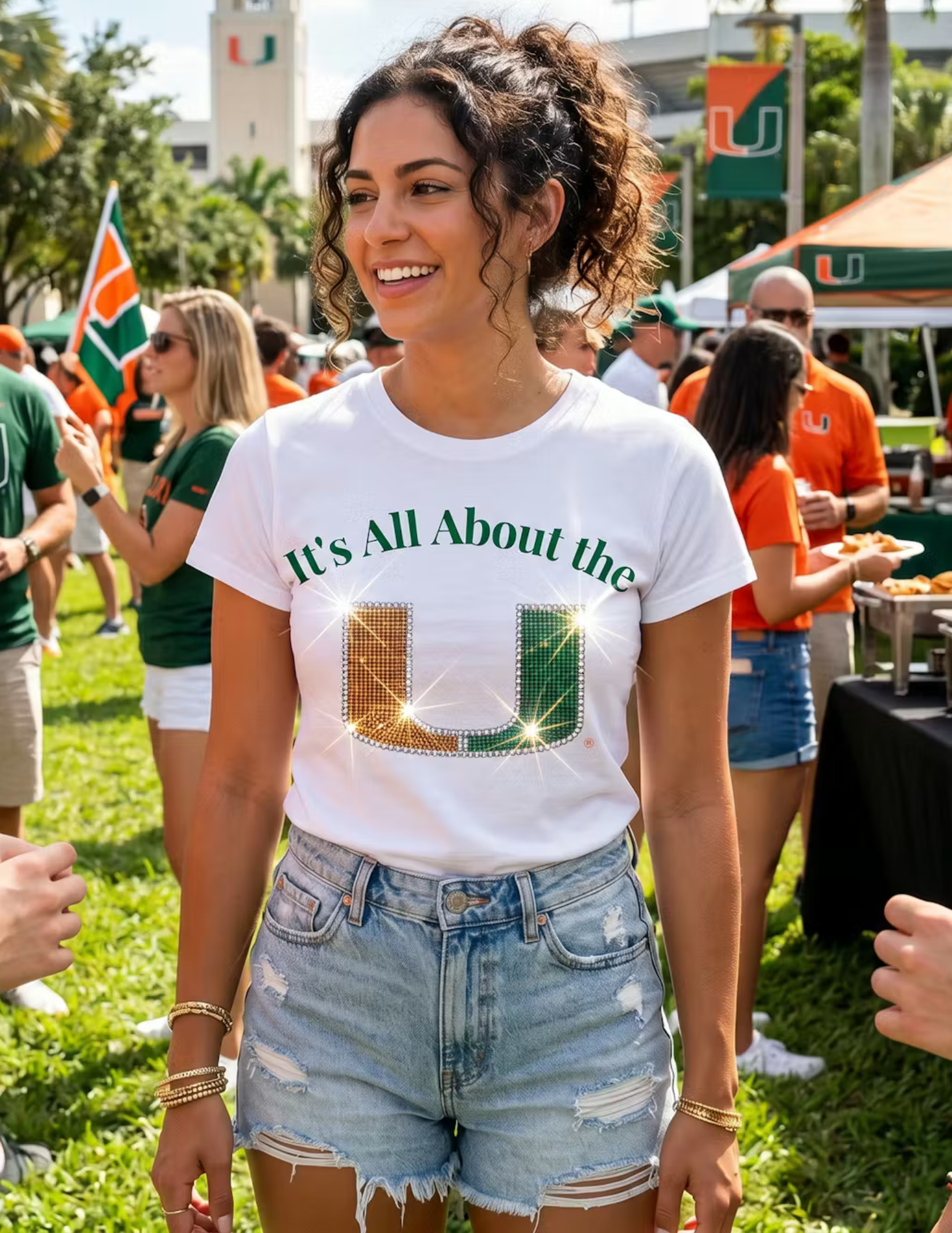 University Of Miami All About The U White Crewneck Short Sleeve T-Shirt