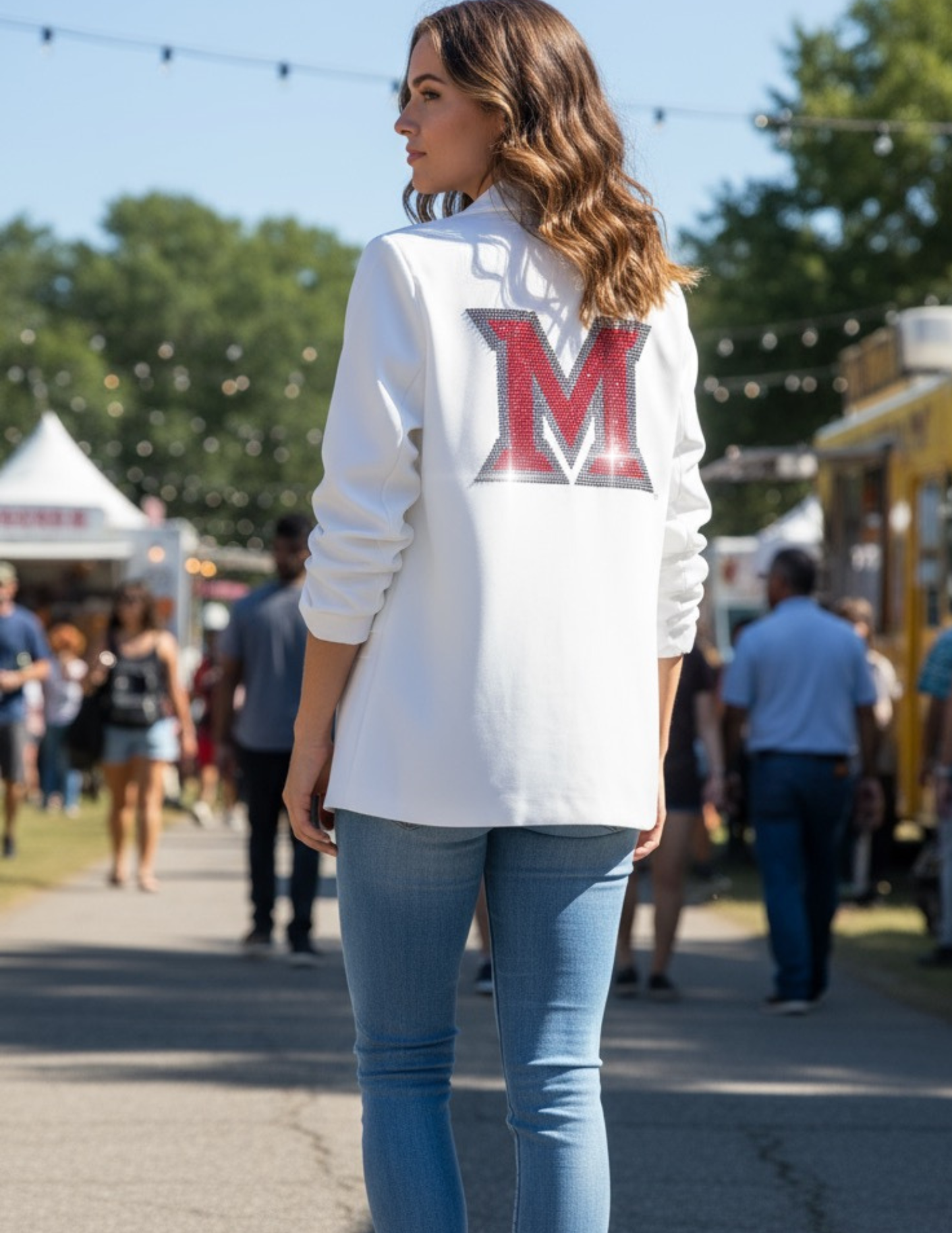 Licensed Game Day Blazer, White Ruched, Miami of Ohio M