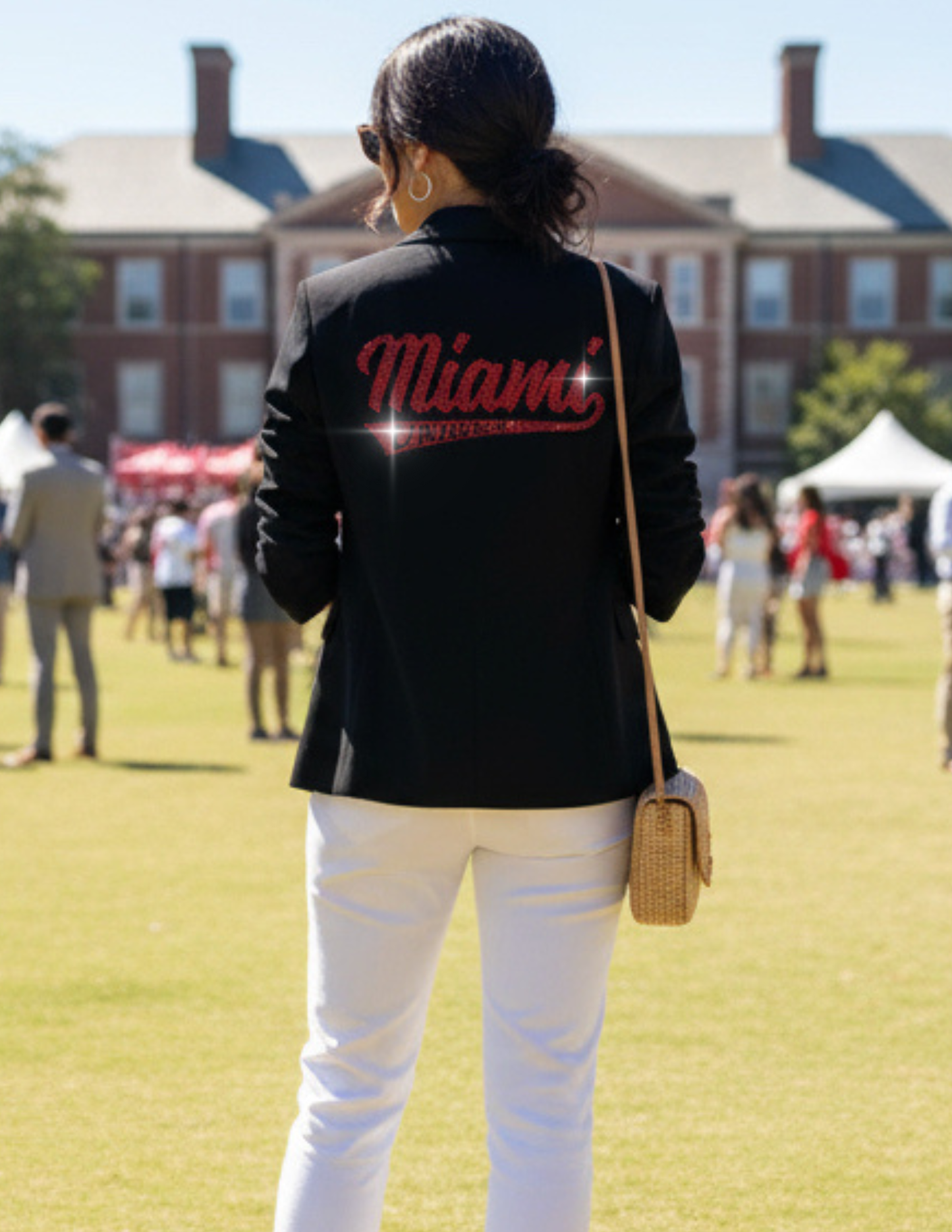 Licensed Game Day Blazer, Black Ruched, Miami of Ohio Script