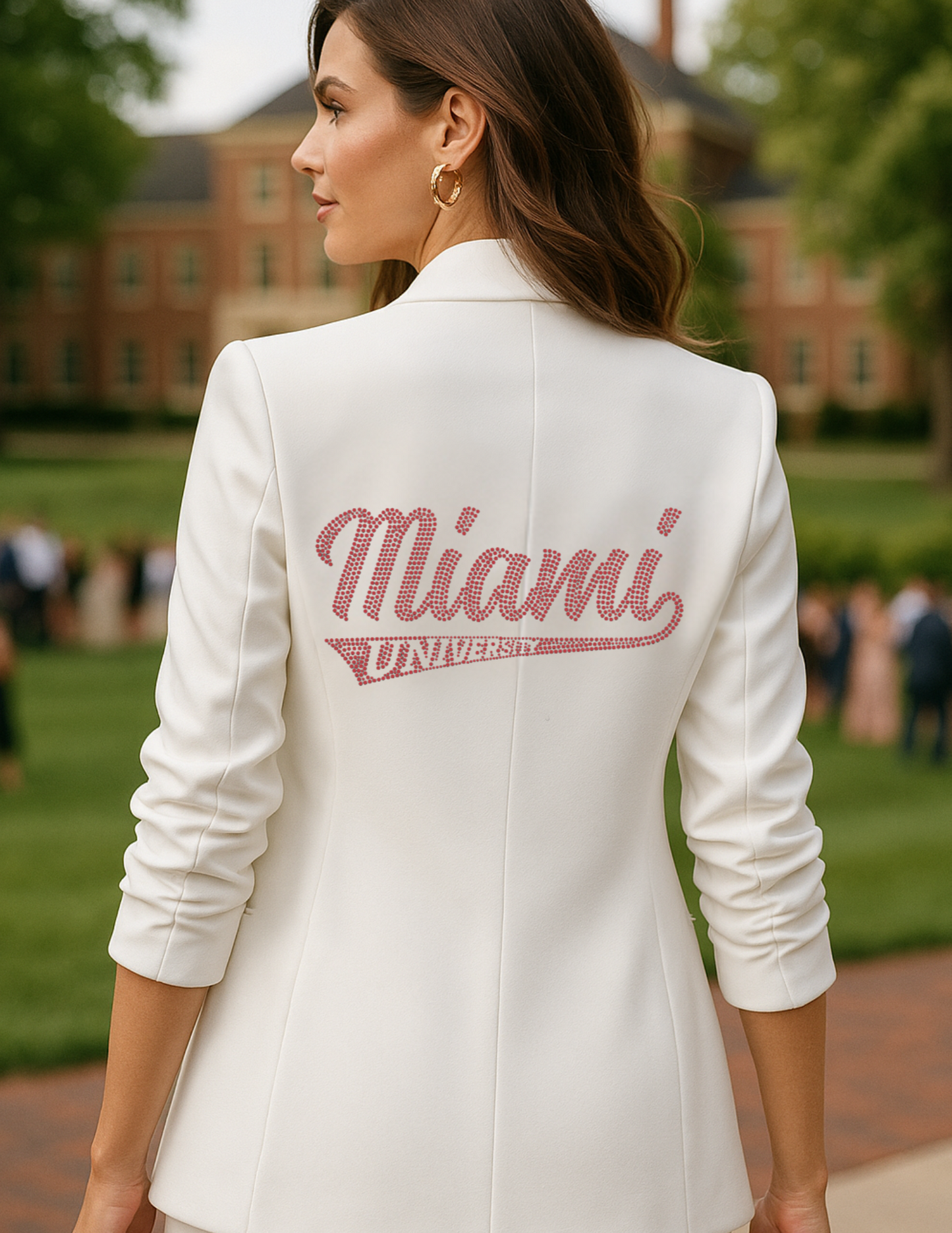 Licensed Game Day Blazer, White Ruched, Miami of Ohio Script