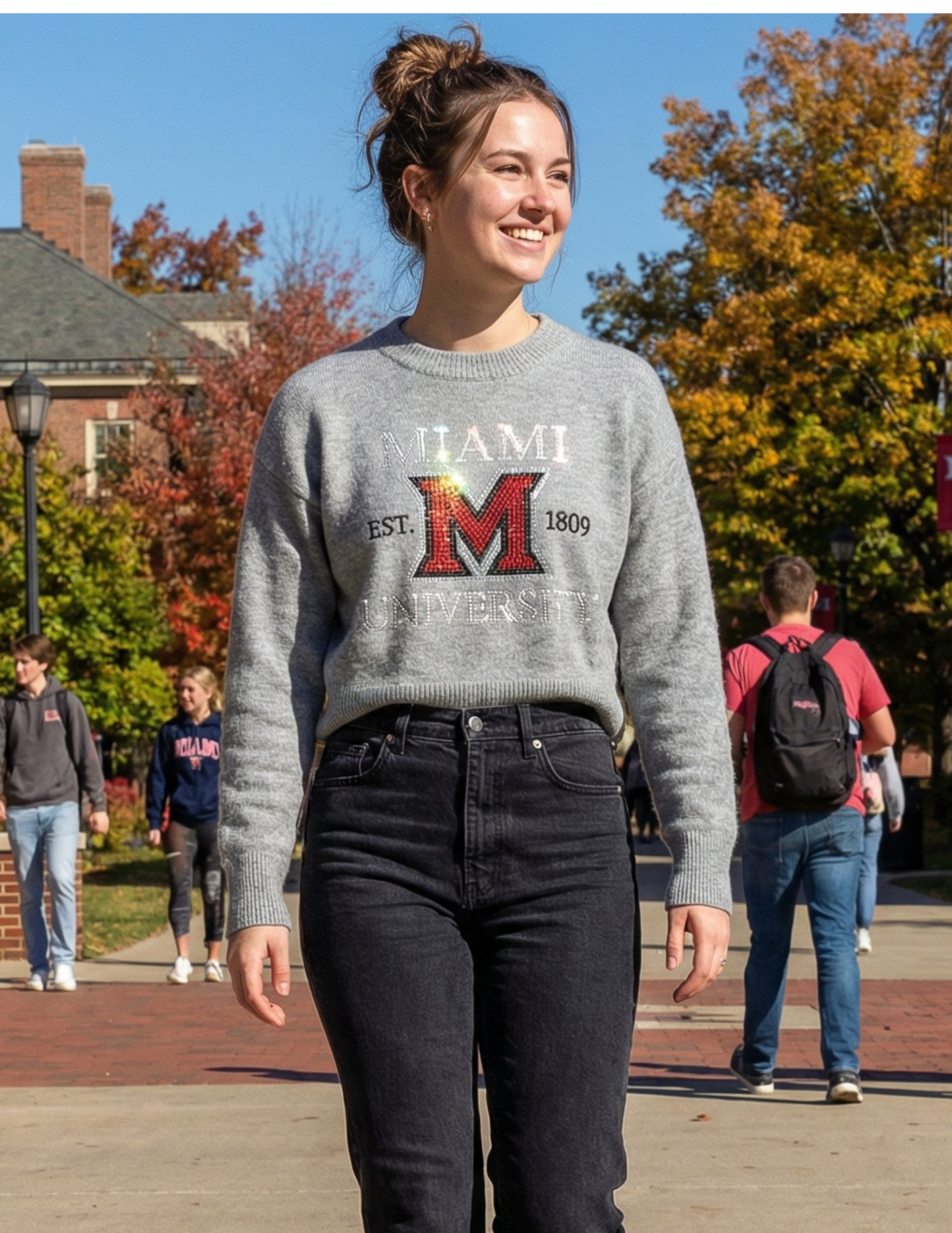 Miami of Ohio Est. 1809 Gray Crewneck Sweater