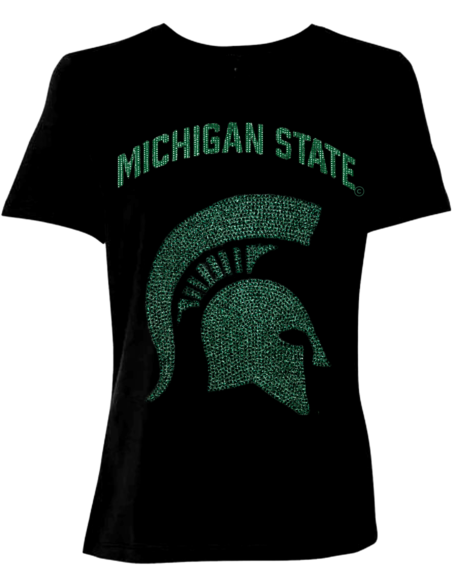 Michigan State Spartan Black Crewneck Short Sleeve T-Shirt