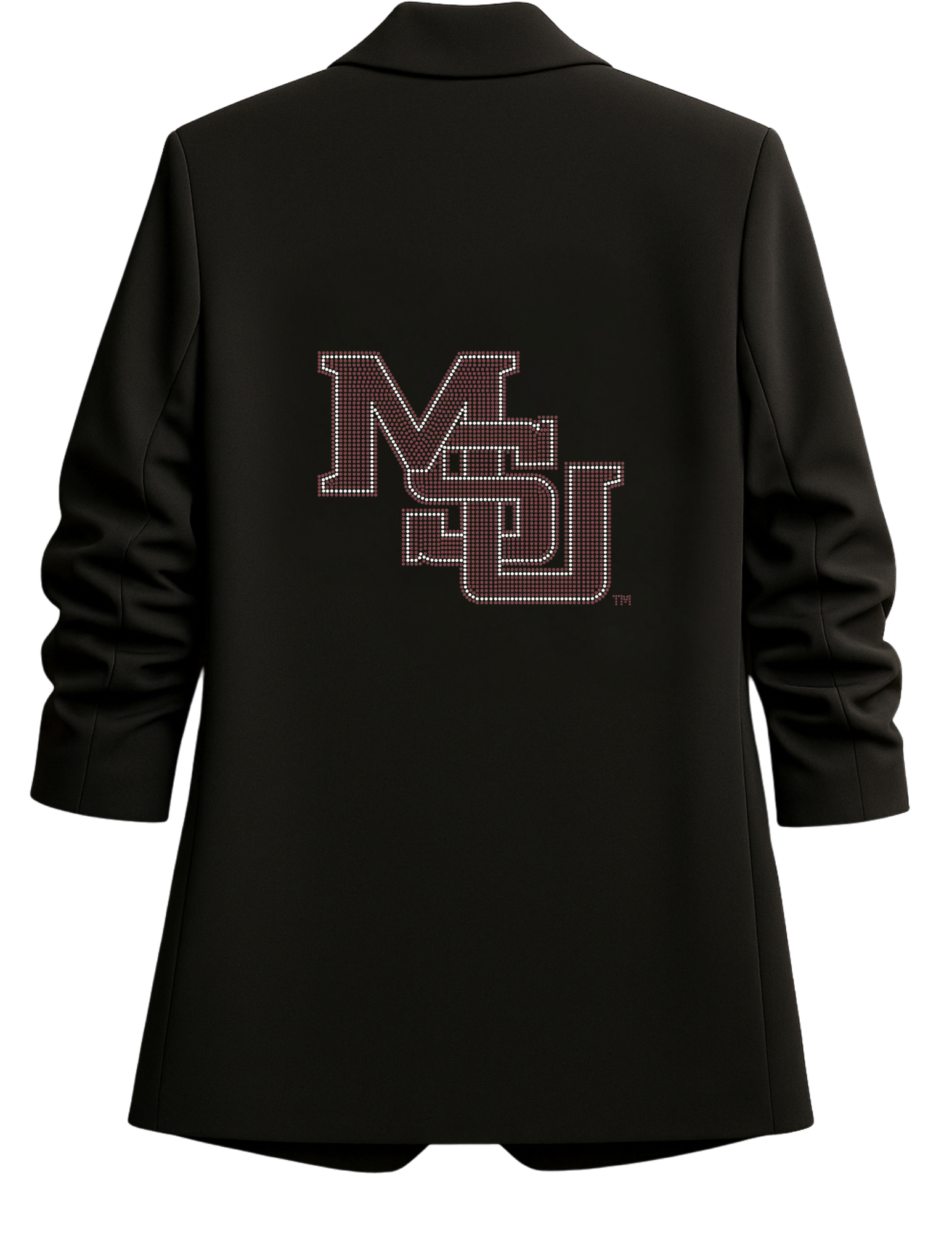 Mississippi State Stacked MSU Black Ruched Sleeve Blazer