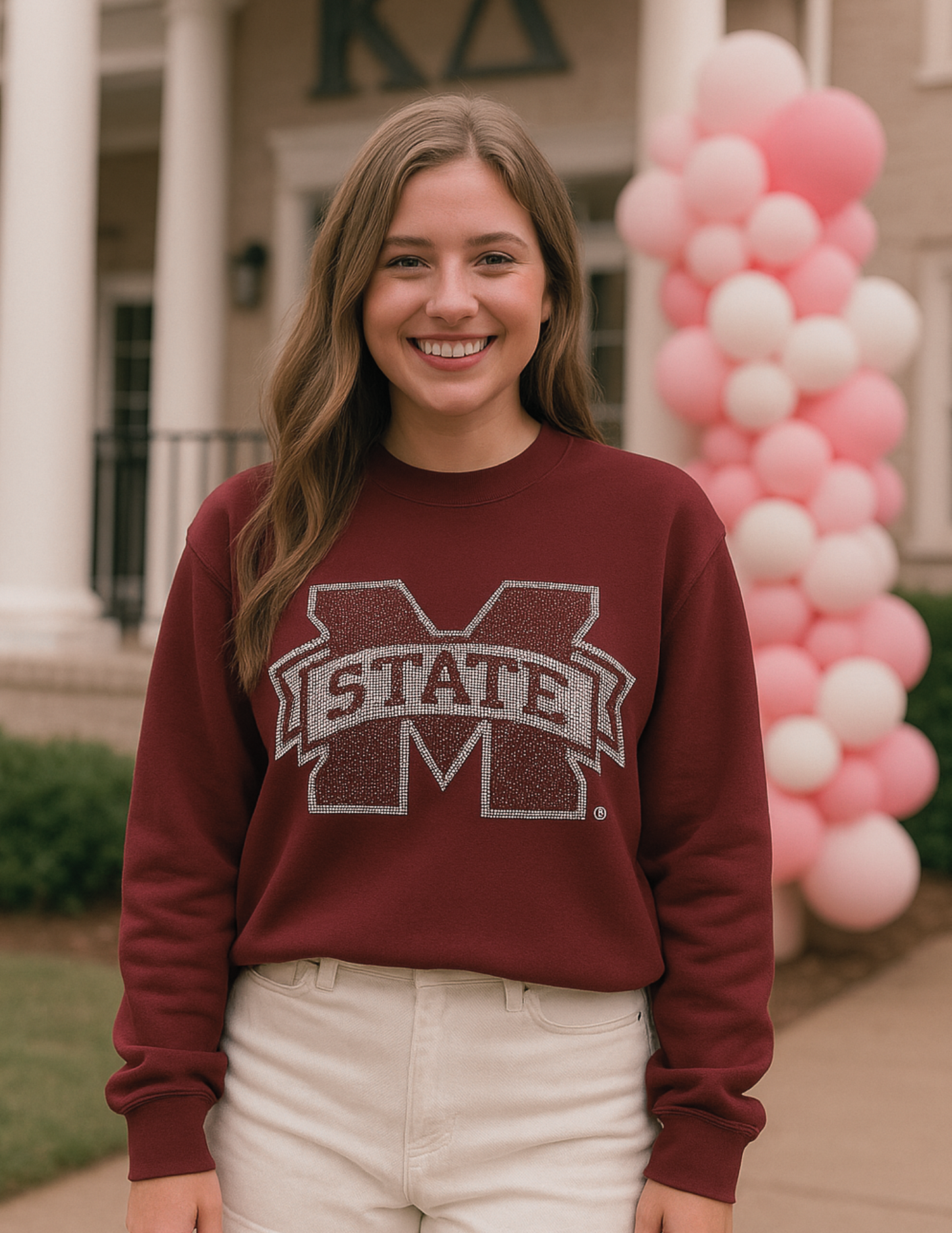 Licensed Game Day Sweatshirt, Crewneck Maroon, Mississippi State M State