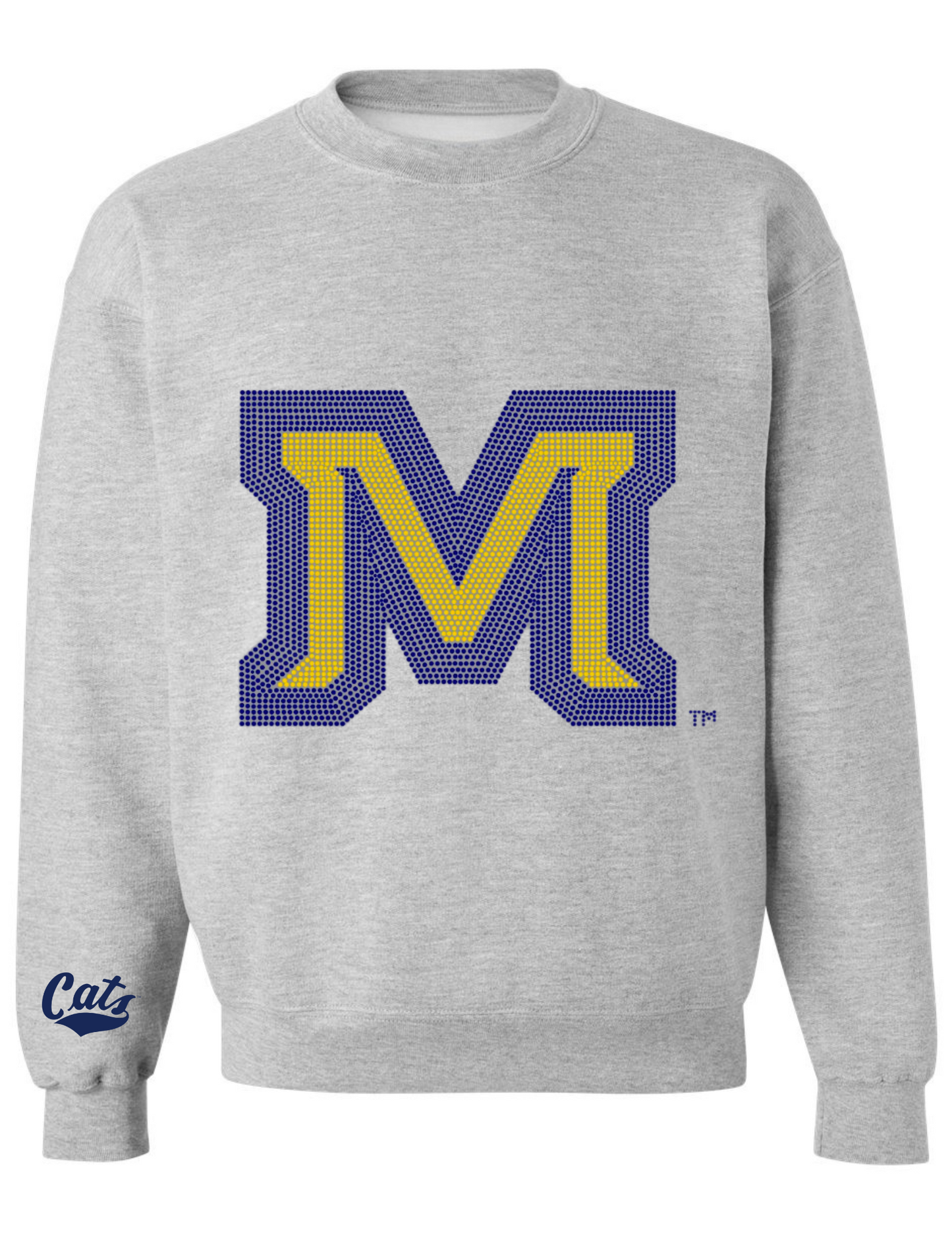 Licensed Game Day Sweatshirt, Gray, Montana State Block M & Cats Script
