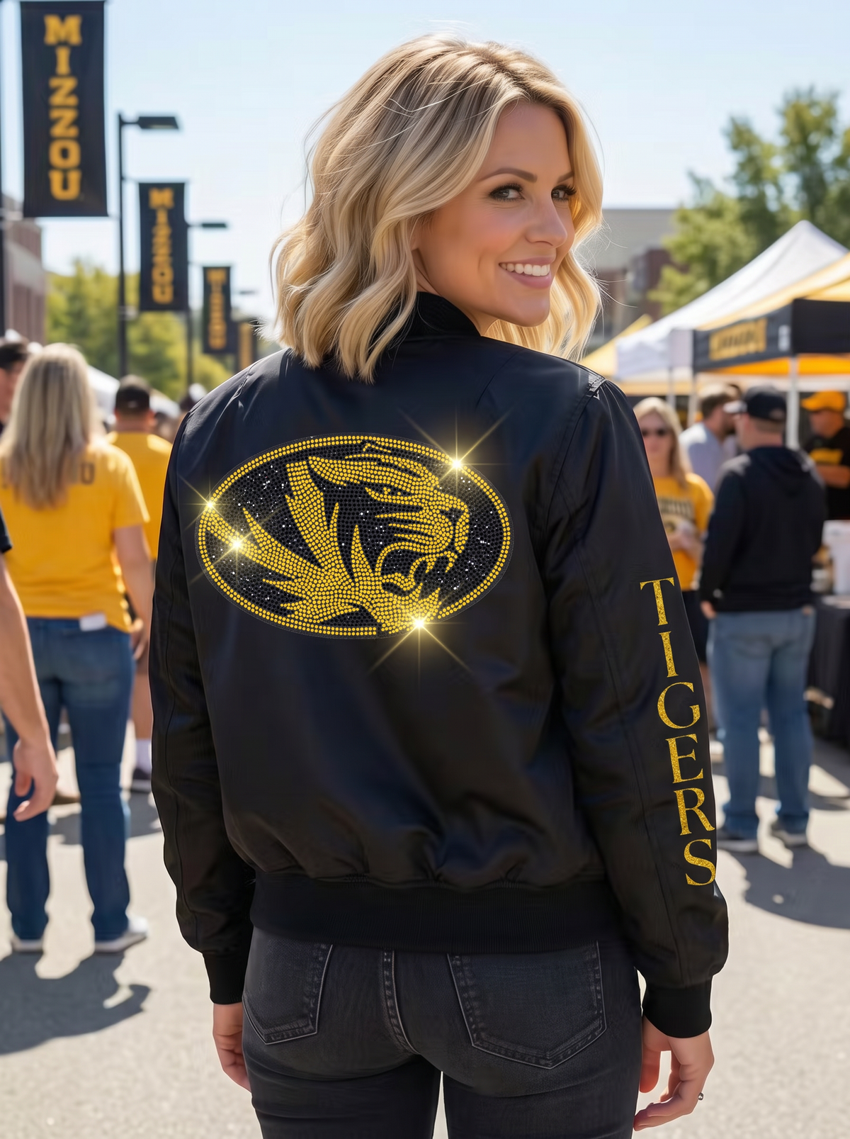 University of Missouri Tigers Logo Black Bomber Jacket
