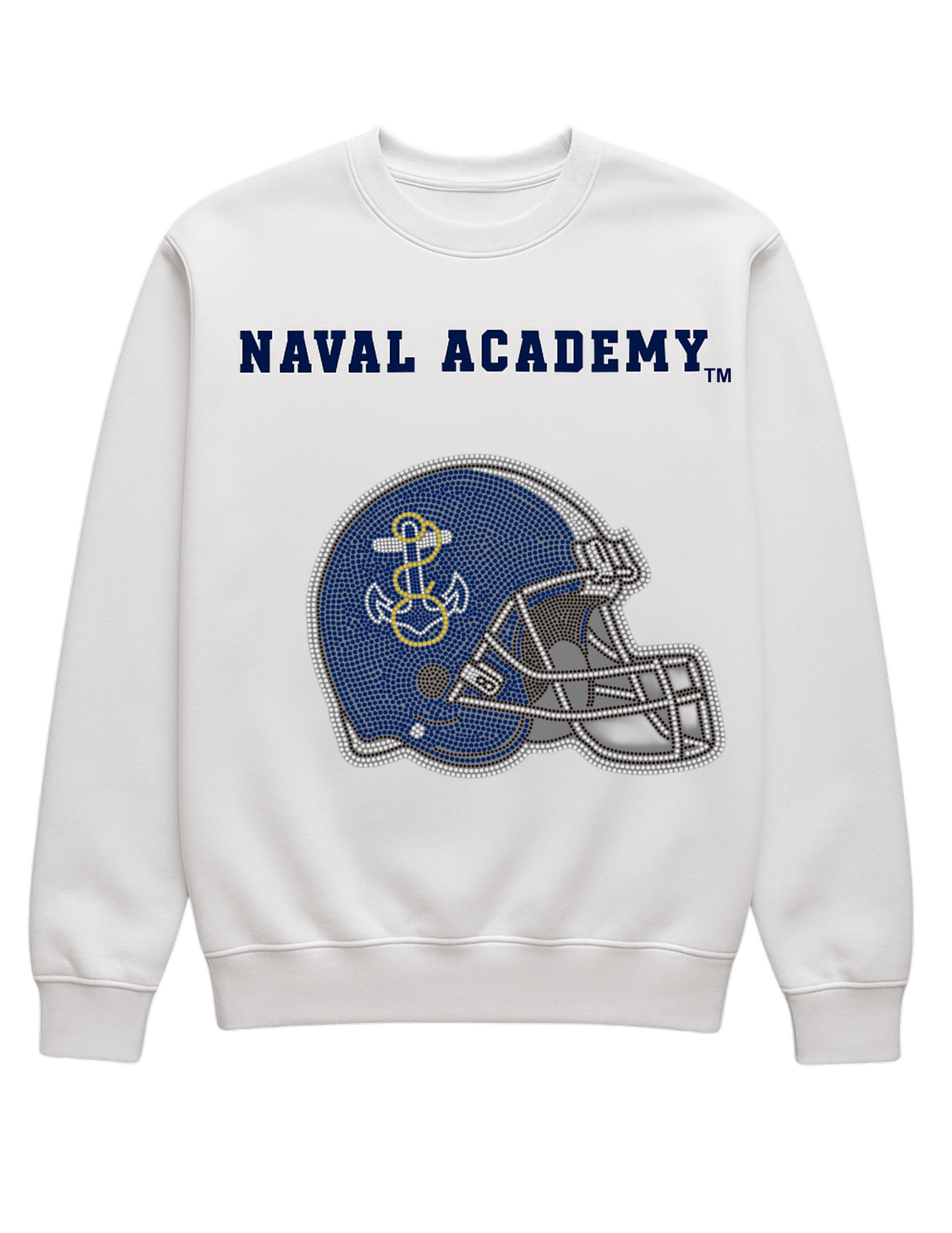 Licensed Game Day Sweatshirt, Crewneck White, Naval Academy Helmet