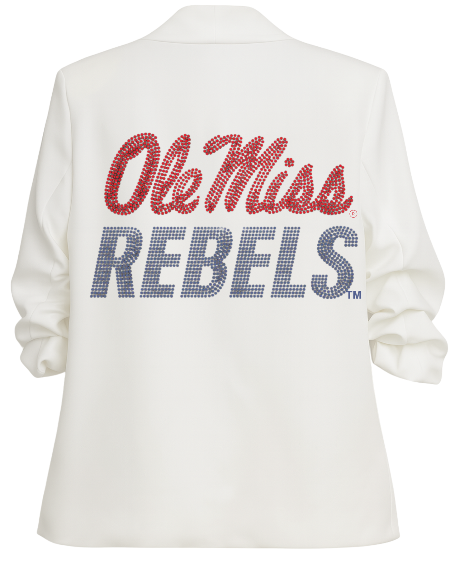 Licensed Game Day Blazer, White Ruched, Ole Miss Rebels