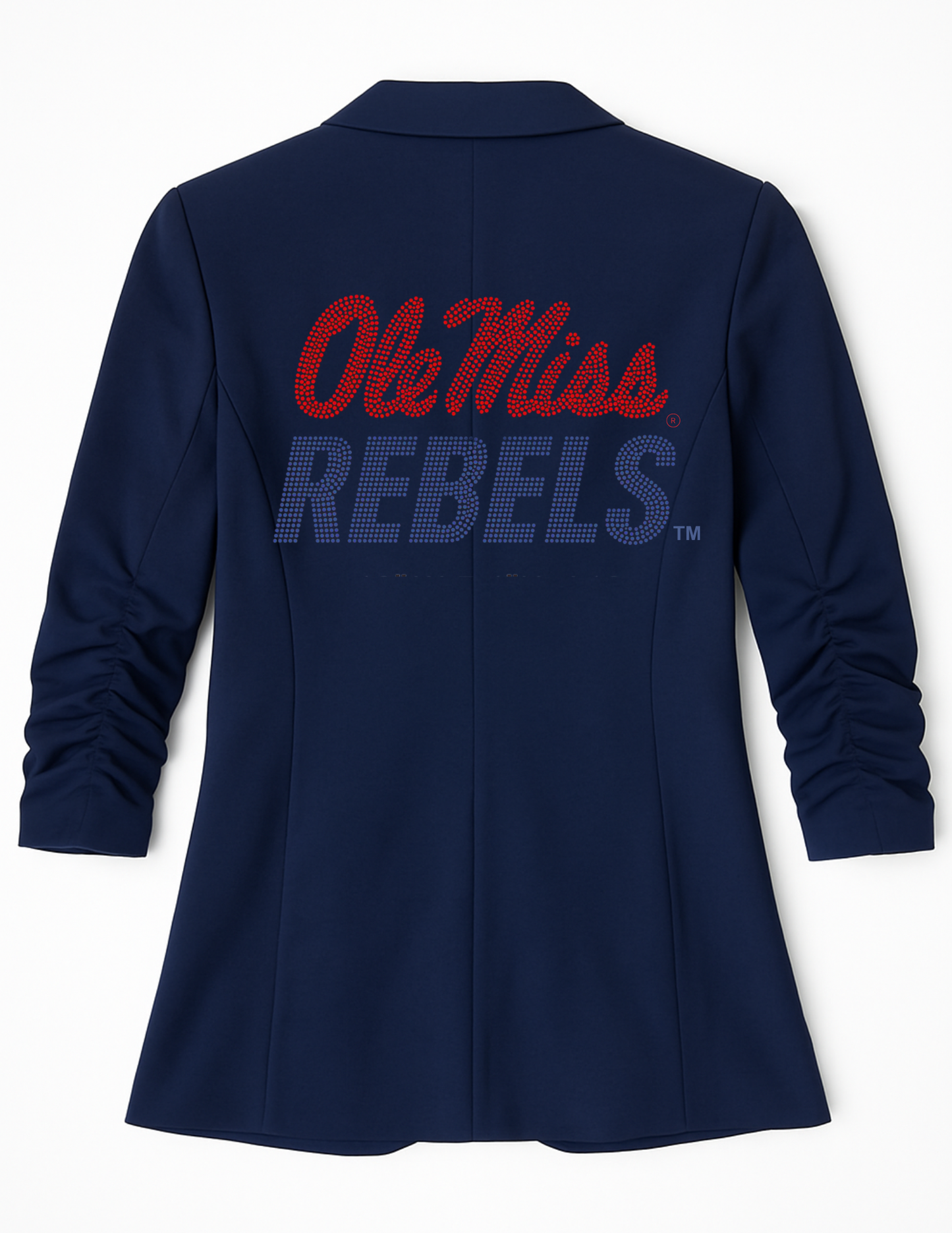 Licensed Game Day Blazer, Navy Blue Ruched, Ole Miss Rebels
