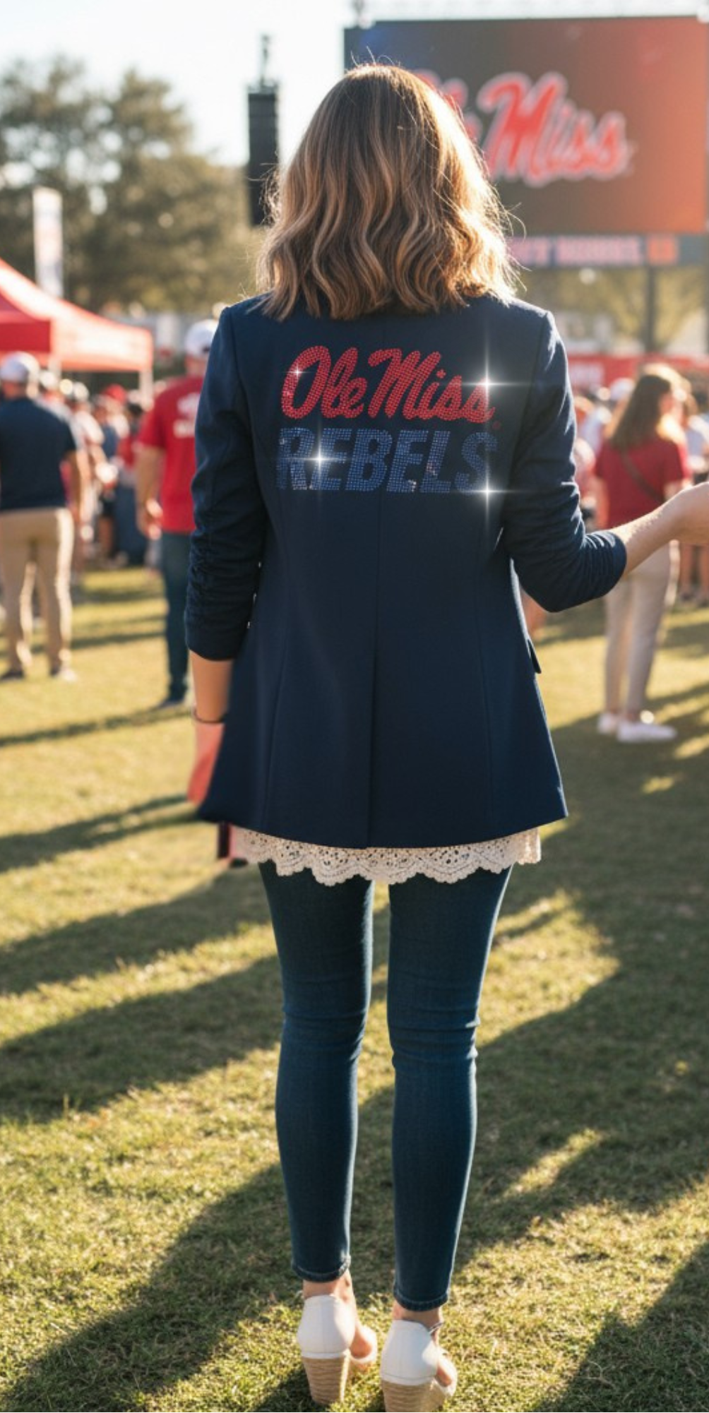 Licensed Game Day Blazer, Navy Blue Ruched, Ole Miss Rebels